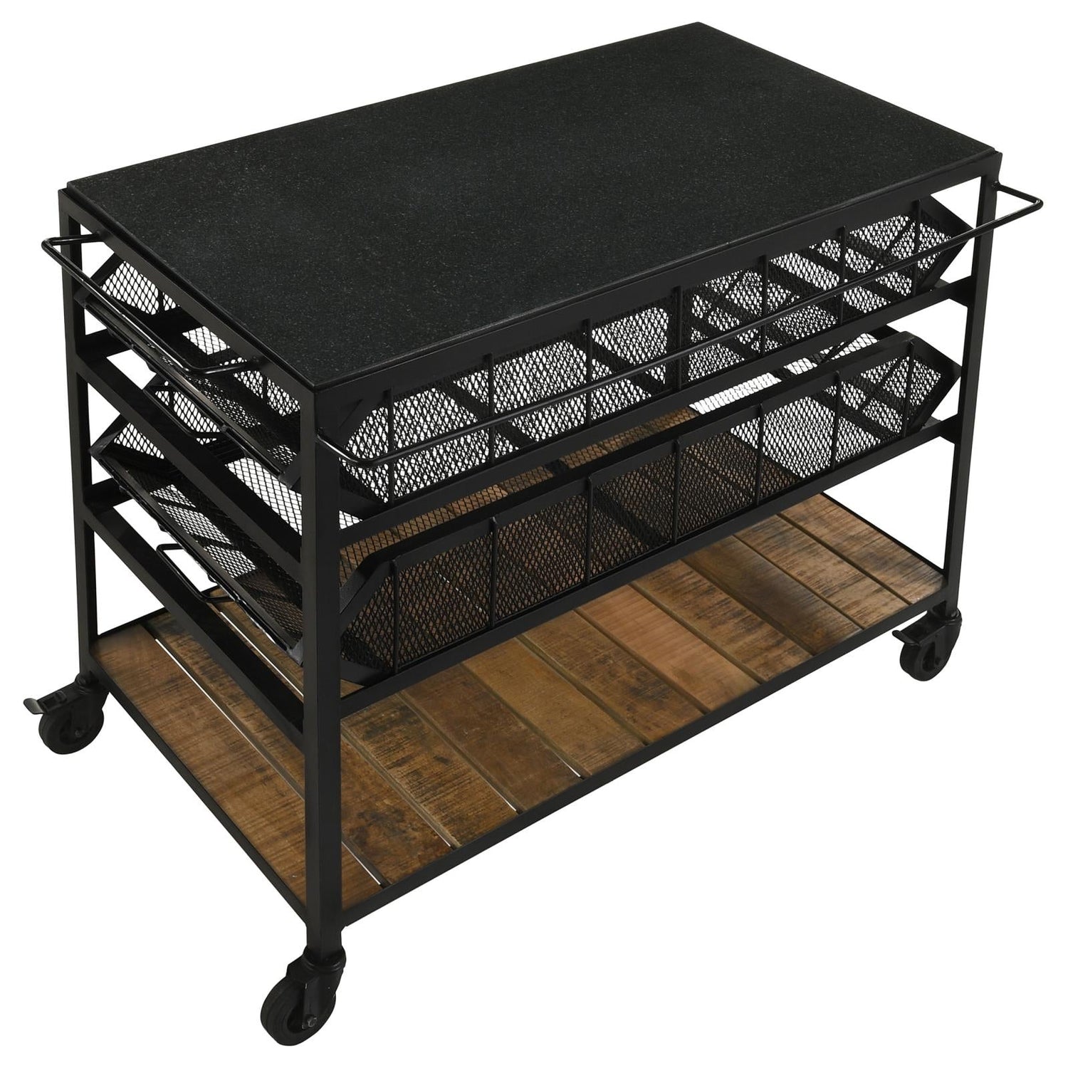 Evander Natural/Black Accent Storage Cart with Casters - 953504 - Bien Home Furniture & Electronics