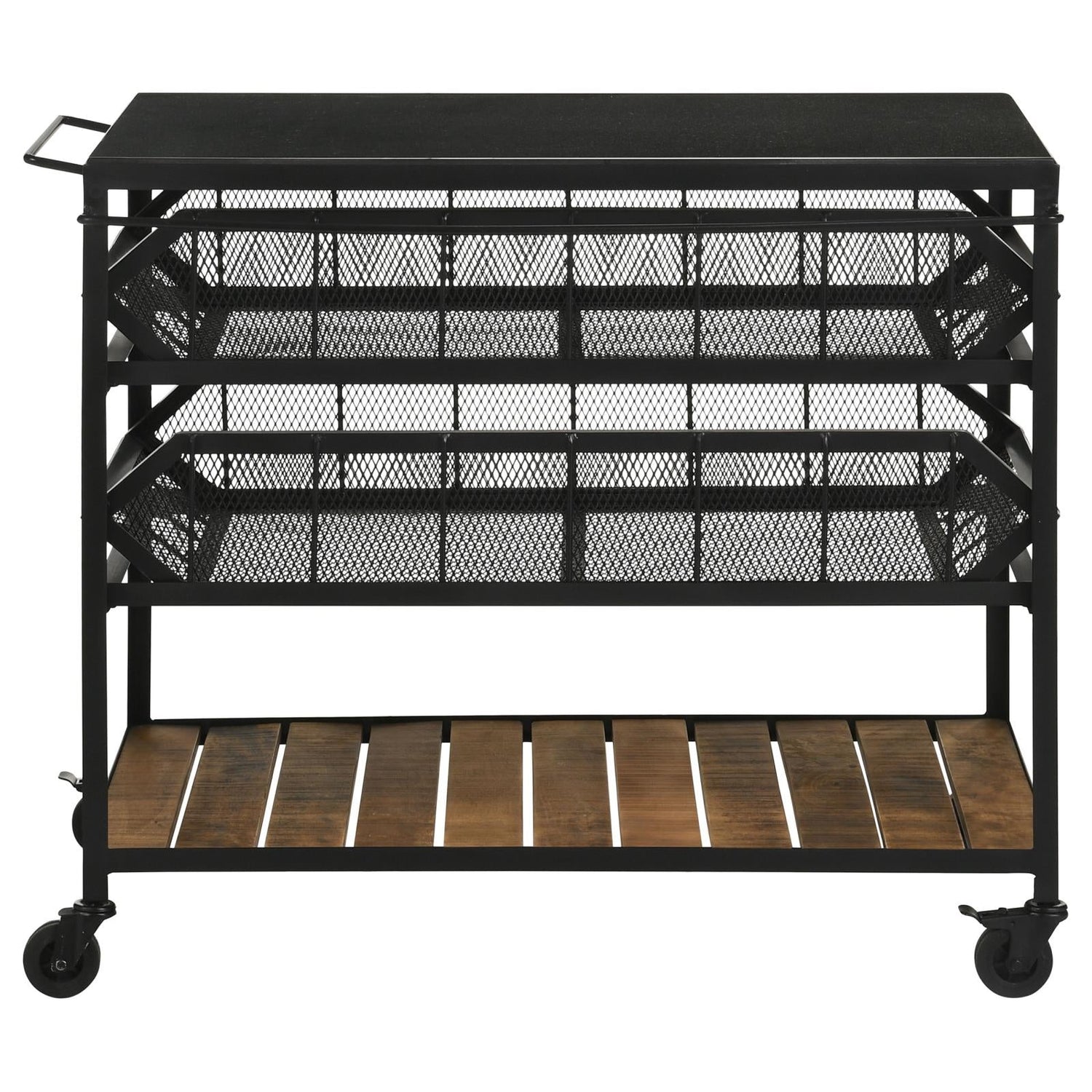 Evander Natural/Black Accent Storage Cart with Casters - 953504 - Bien Home Furniture & Electronics