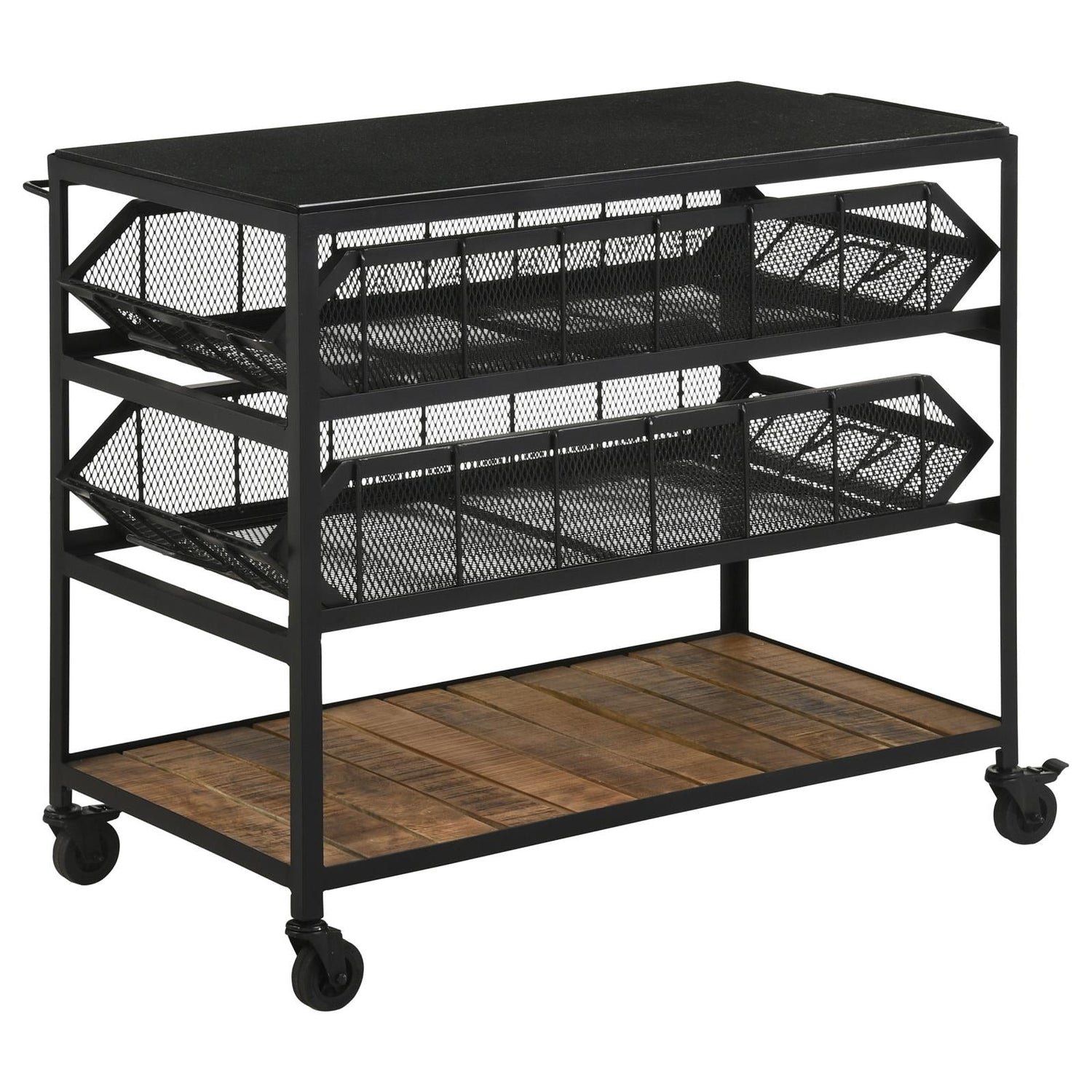 Evander Natural/Black Accent Storage Cart with Casters - 953504 - Bien Home Furniture & Electronics