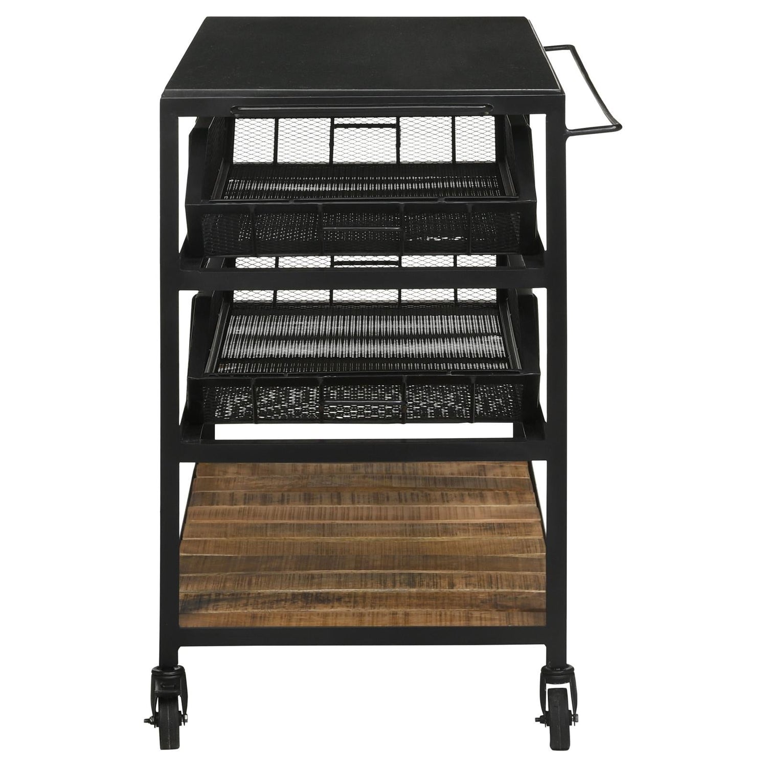 Evander Natural/Black Accent Storage Cart with Casters - 953504 - Bien Home Furniture & Electronics