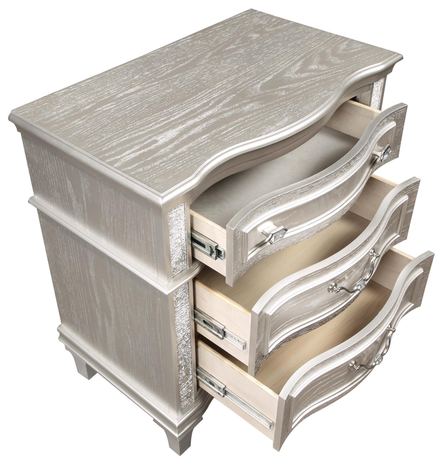 Evangeline 3-Drawer Nightstand Silver Oak - 223392 - Bien Home Furniture & Electronics