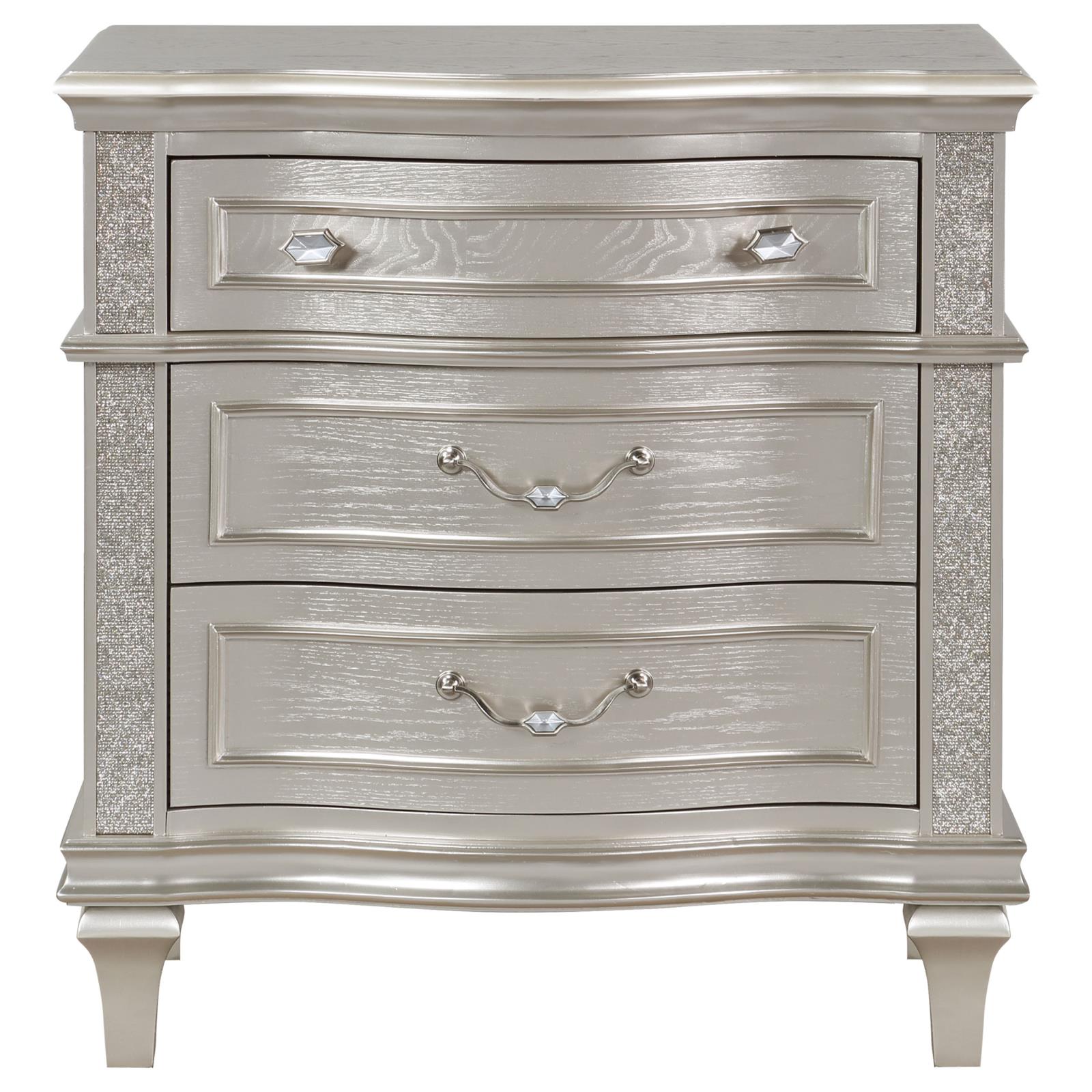 Evangeline 3-Drawer Nightstand Silver Oak - 223392 - Bien Home Furniture & Electronics