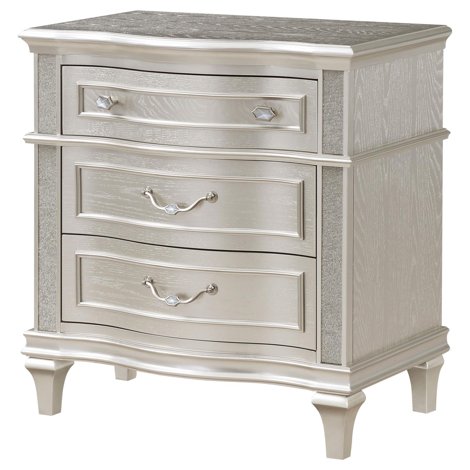 Evangeline 3-Drawer Nightstand Silver Oak - 223392 - Bien Home Furniture & Electronics