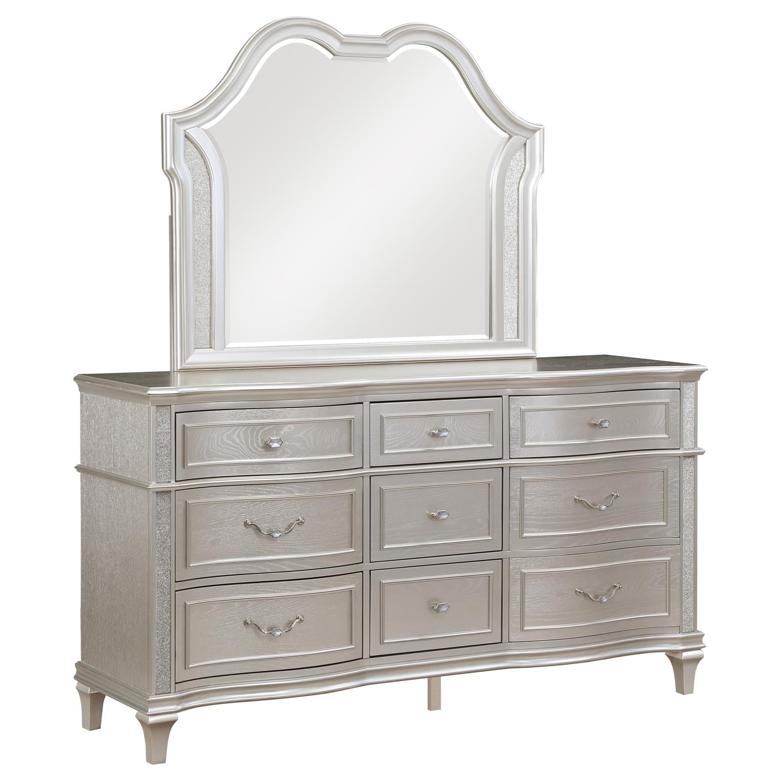 Evangeline 9-drawer Dresser with Mirror Silver Oak - 223393M - Bien Home Furniture & Electronics