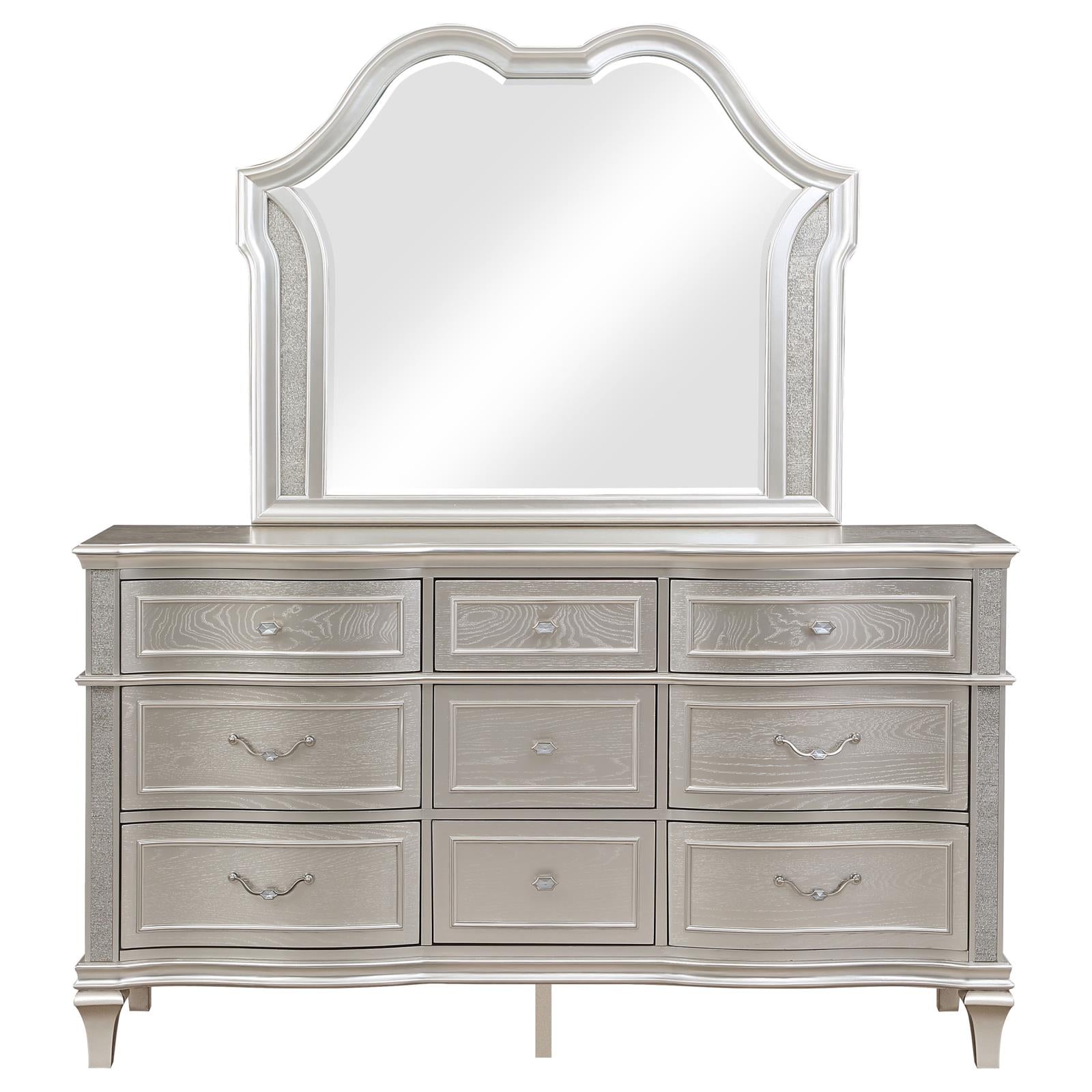 Evangeline 9-drawer Dresser with Mirror Silver Oak - 223393M - Bien Home Furniture & Electronics
