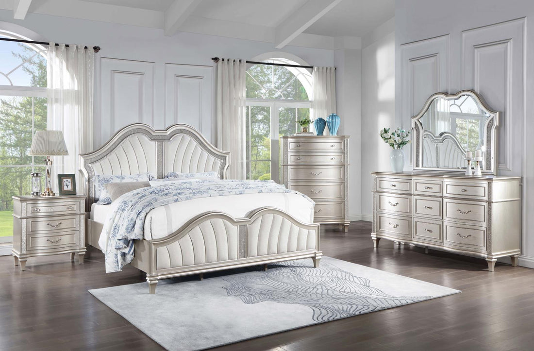 Evangeline Ivory/Silver Oak Panel Bedroom Set - SET | 223391Q | 223392 | 223395 - Bien Home Furniture &amp; Electronics