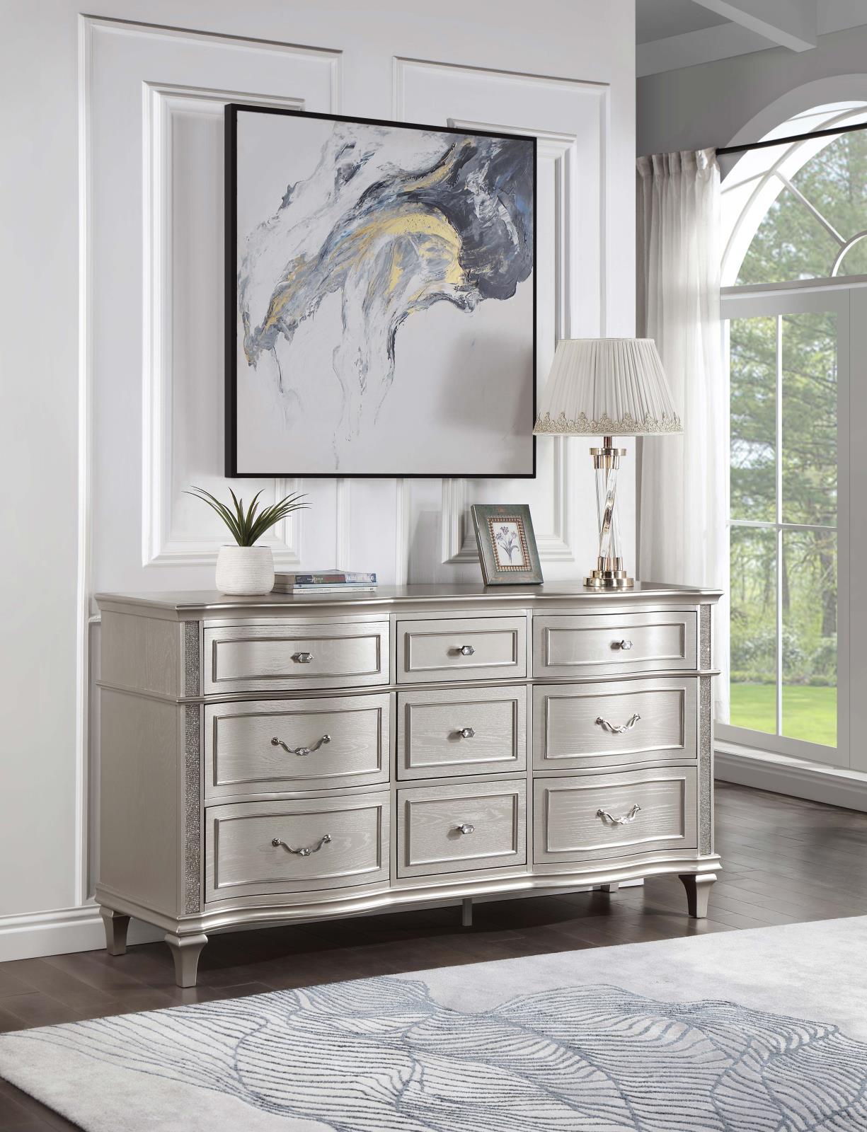 Evangeline Silver Oak 9-Drawer Dresser - 223393 - Bien Home Furniture &amp; Electronics