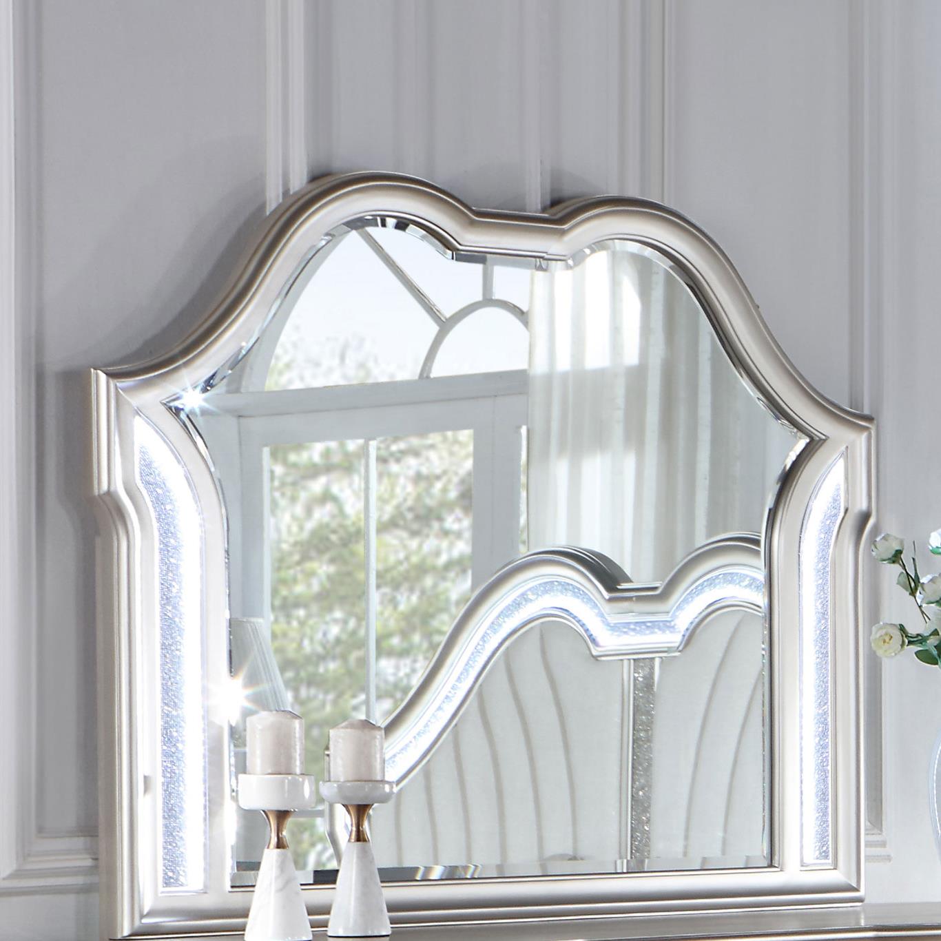 Evangeline Silver Oak Camel Top Dresser Mirror - 223394 - Bien Home Furniture & Electronics