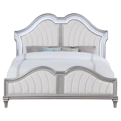 Evangeline Tufted Upholstered Platform Queen Bed Ivory/Silver Oak - 223391Q - Bien Home Furniture &amp; Electronics
