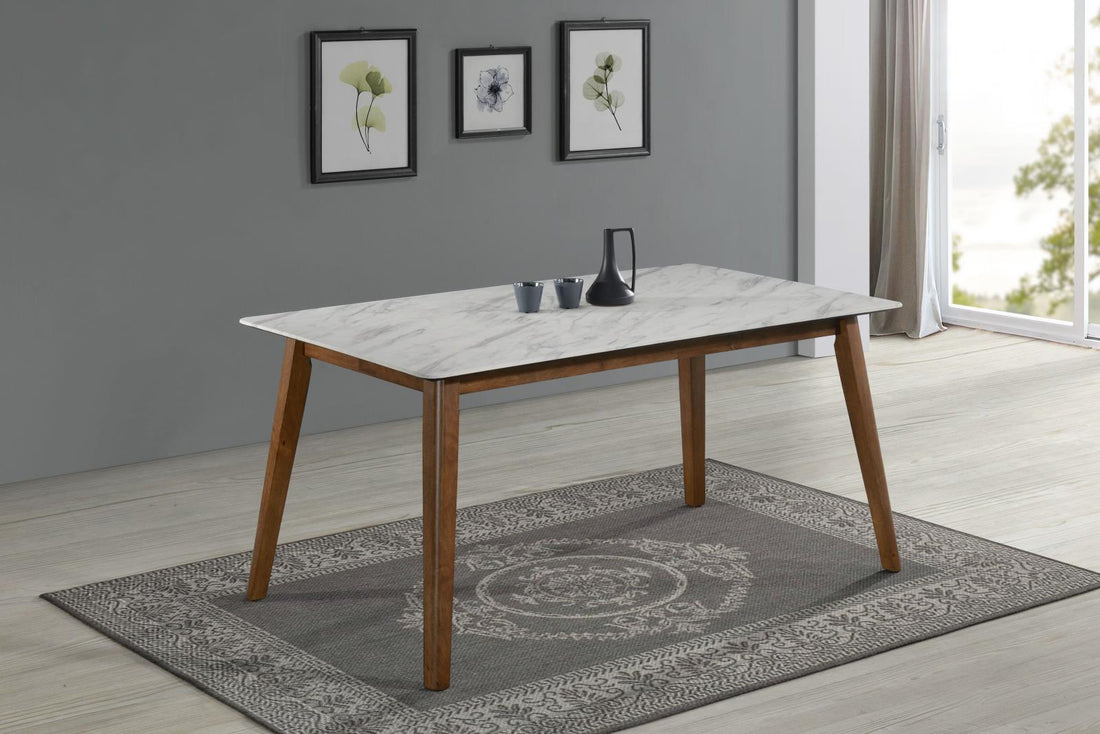 Everett Natural Walnut/White Faux Marble Top Dining Table - 192761 - Bien Home Furniture &amp; Electronics