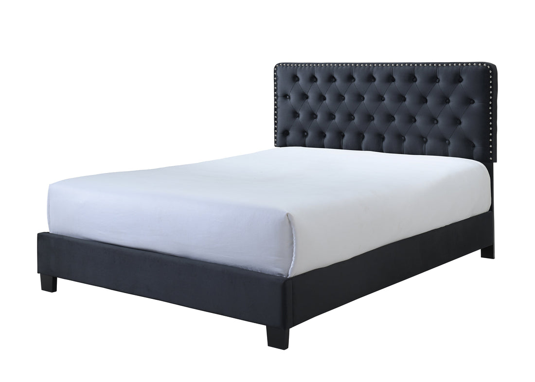 Ezra Charcoal Queen Upholstered Panel Bed - SET | 5091-Q-HBFB-NH | 5091-KQ-RAIL - Bien Home Furniture &amp; Electronics