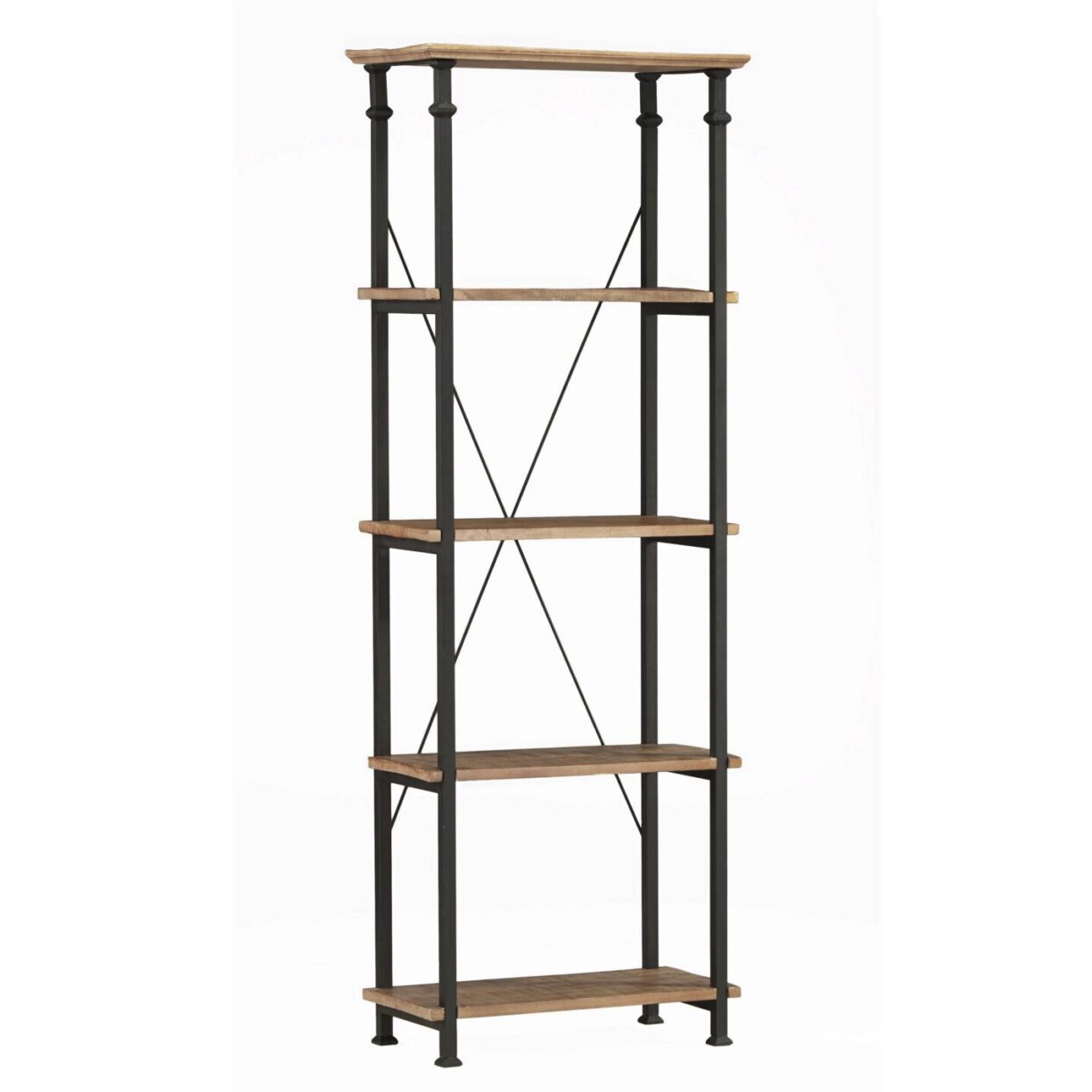 Factory Rustic Poplar &amp; Metal Bookcase - 3228-12 - Bien Home Furniture &amp; Electronics