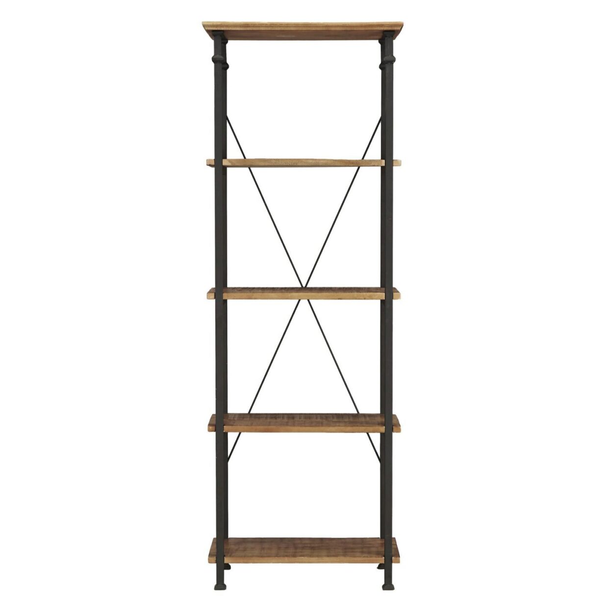 Factory Rustic Poplar &amp; Metal Bookcase - 3228-12 - Bien Home Furniture &amp; Electronics