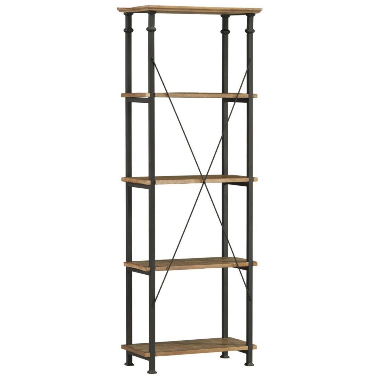 Factory Rustic Poplar & Metal Bookcase - 3228-12 - Bien Home Furniture & Electronics