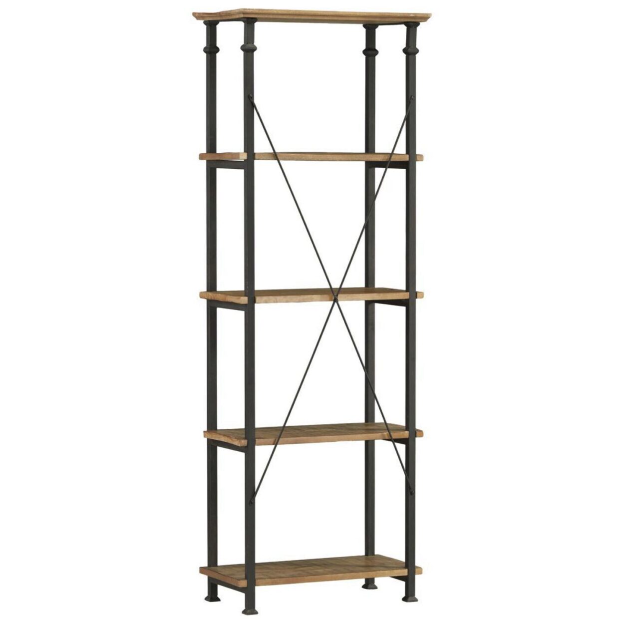 Factory Rustic Poplar &amp; Metal Bookcase - 3228-12 - Bien Home Furniture &amp; Electronics