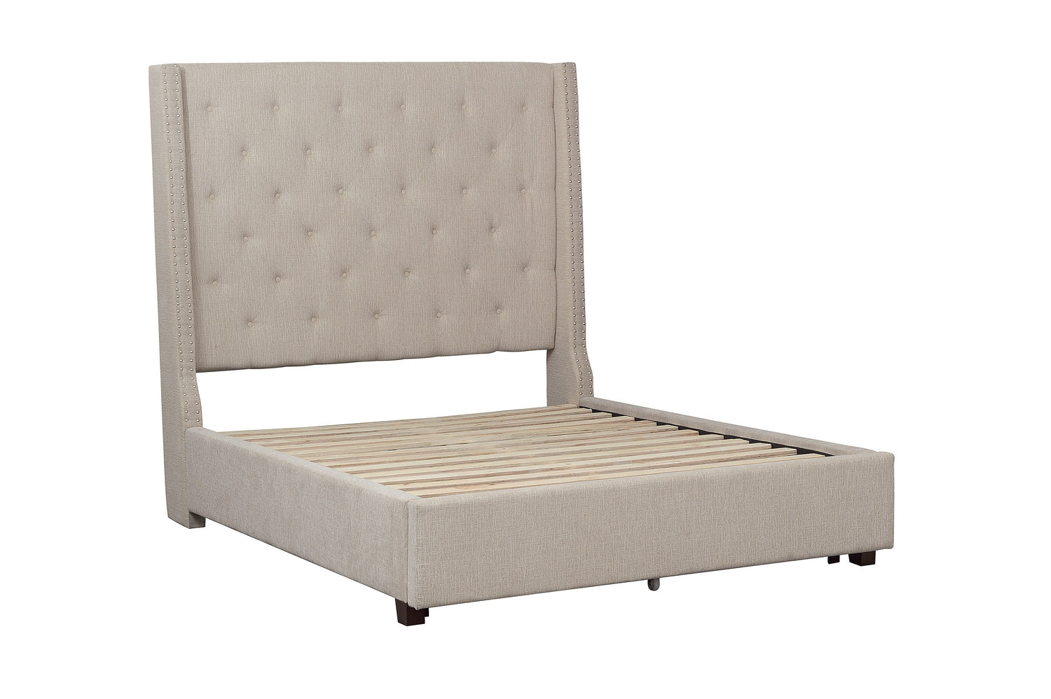 Fairborn Beige Full Upholstered Platform Bed - SET | 5877FBE-1 | 5877FBE-3 - Bien Home Furniture & Electronics