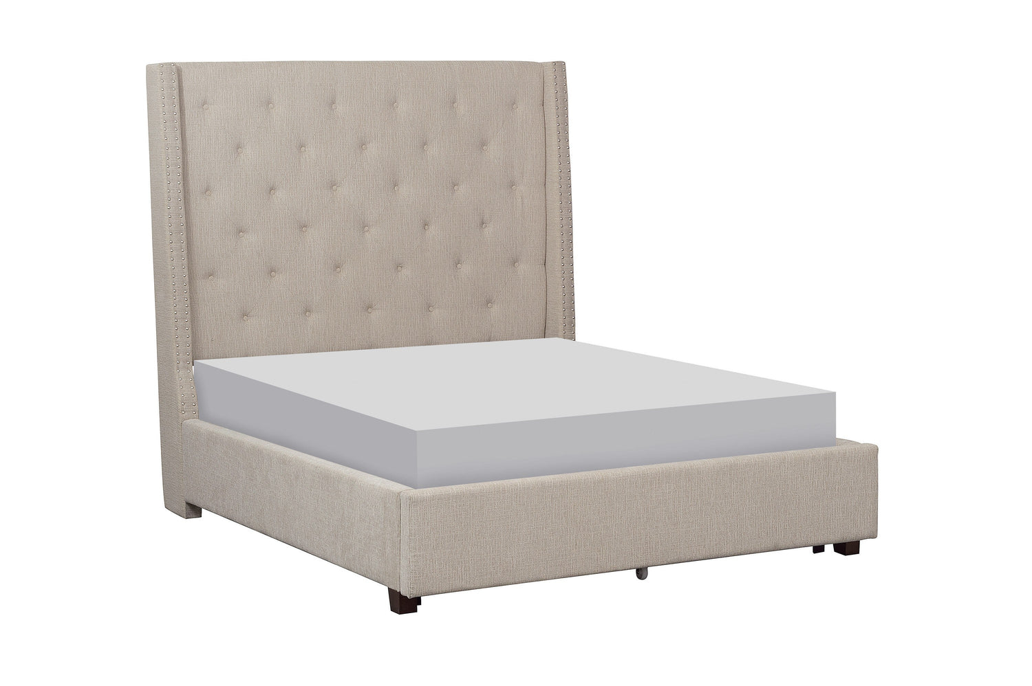 Fairborn Beige King Upholstered Platform Bed - SET | 5877KBE-1 | 5877KBE-3EK - Bien Home Furniture & Electronics