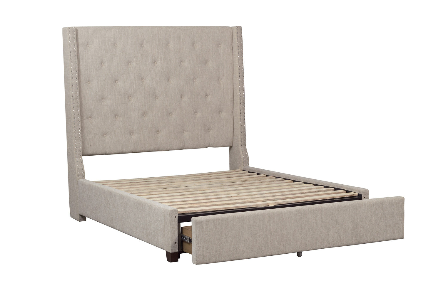 Fairborn Beige Queen Upholstered Storage Platform Bed - SET | 5877BE-1 | 5877BE-3 | 5877-2DW - Bien Home Furniture & Electronics