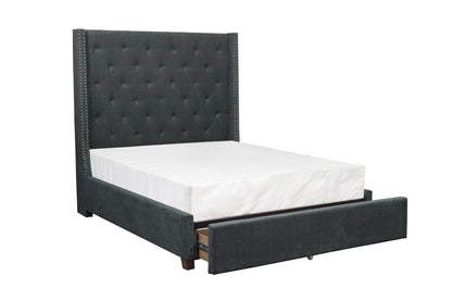 Fairborn Gray King Upholstered Storage Platform Bed - SET | 5877KGY-1 | 5877KGY-3EK | 5877K-2DW - Bien Home Furniture &amp; Electronics