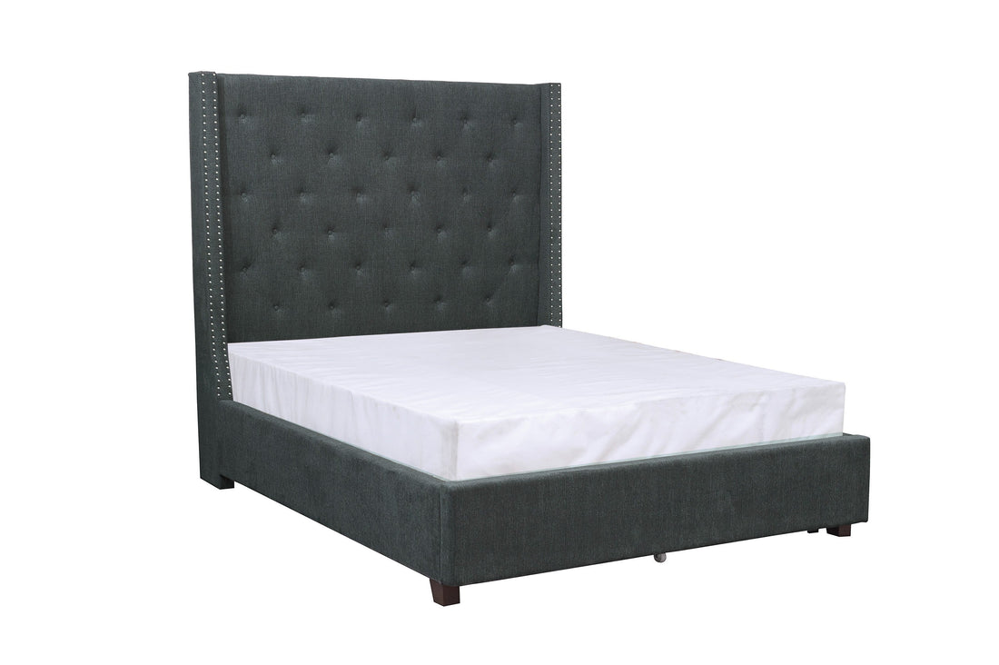 Fairborn Gray Queen Upholstered Platform Bed - SET | 5877GY-1 | 5877GY-3 - Bien Home Furniture &amp; Electronics