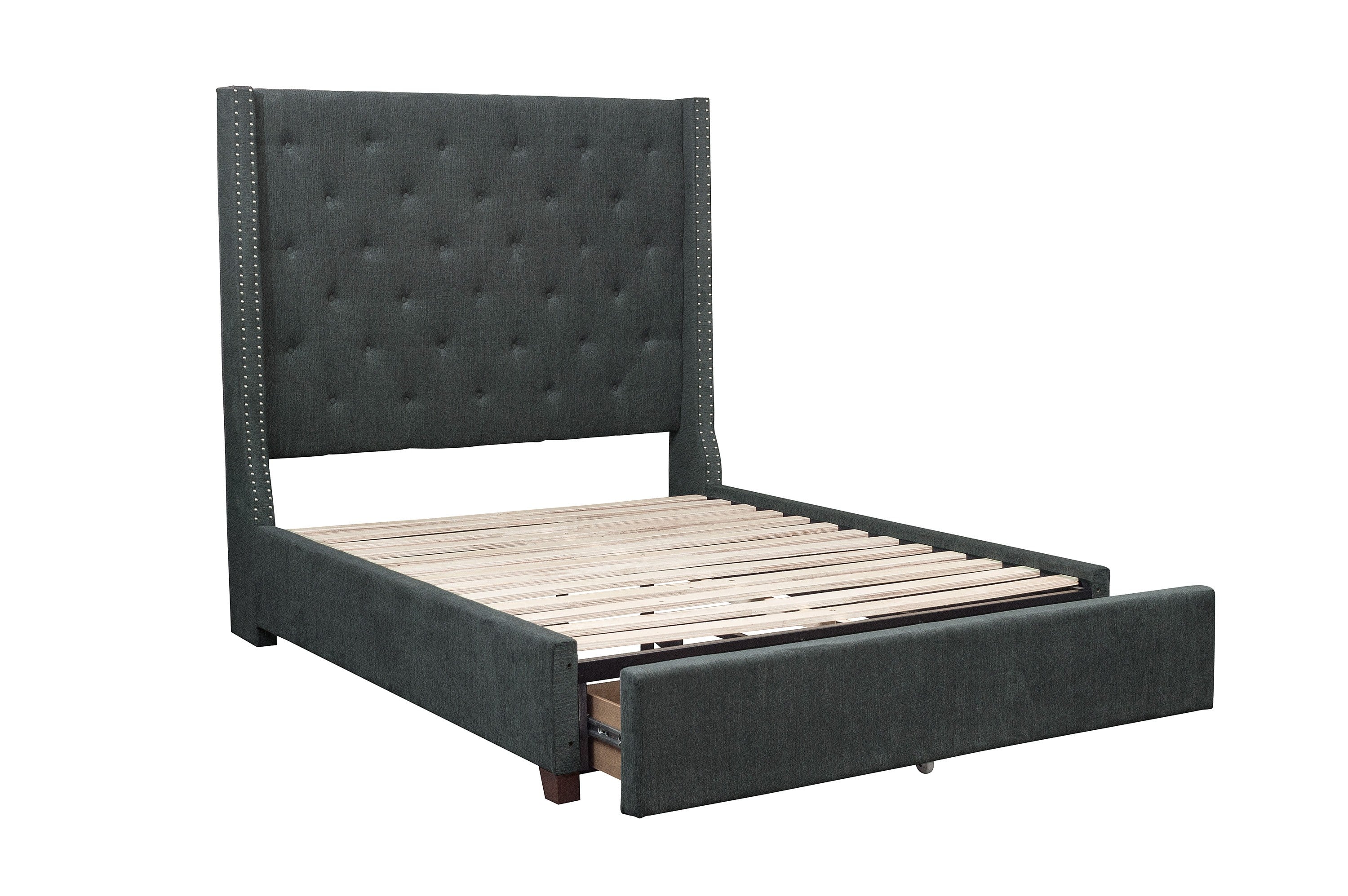 Fairborn Gray Queen Upholstered Storage Platform Bed - SET | 5877GY-1 | 5877GY-3 | 5877-2DW - Bien Home Furniture & Electronics
