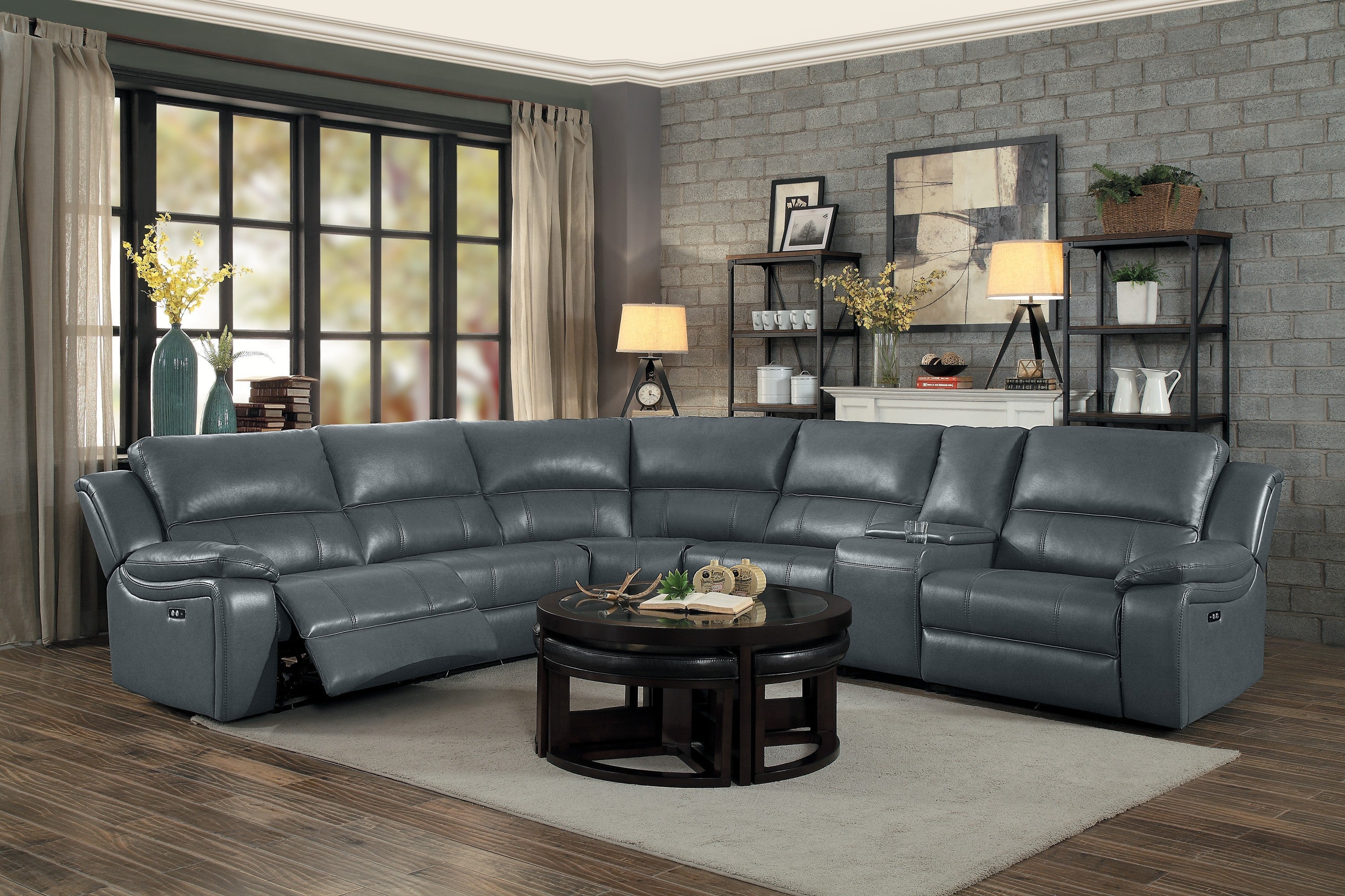 Falun Gray 6-Piece Modular Power Reclining Sectional - 8260GY*6PW - Bien Home Furniture & Electronics