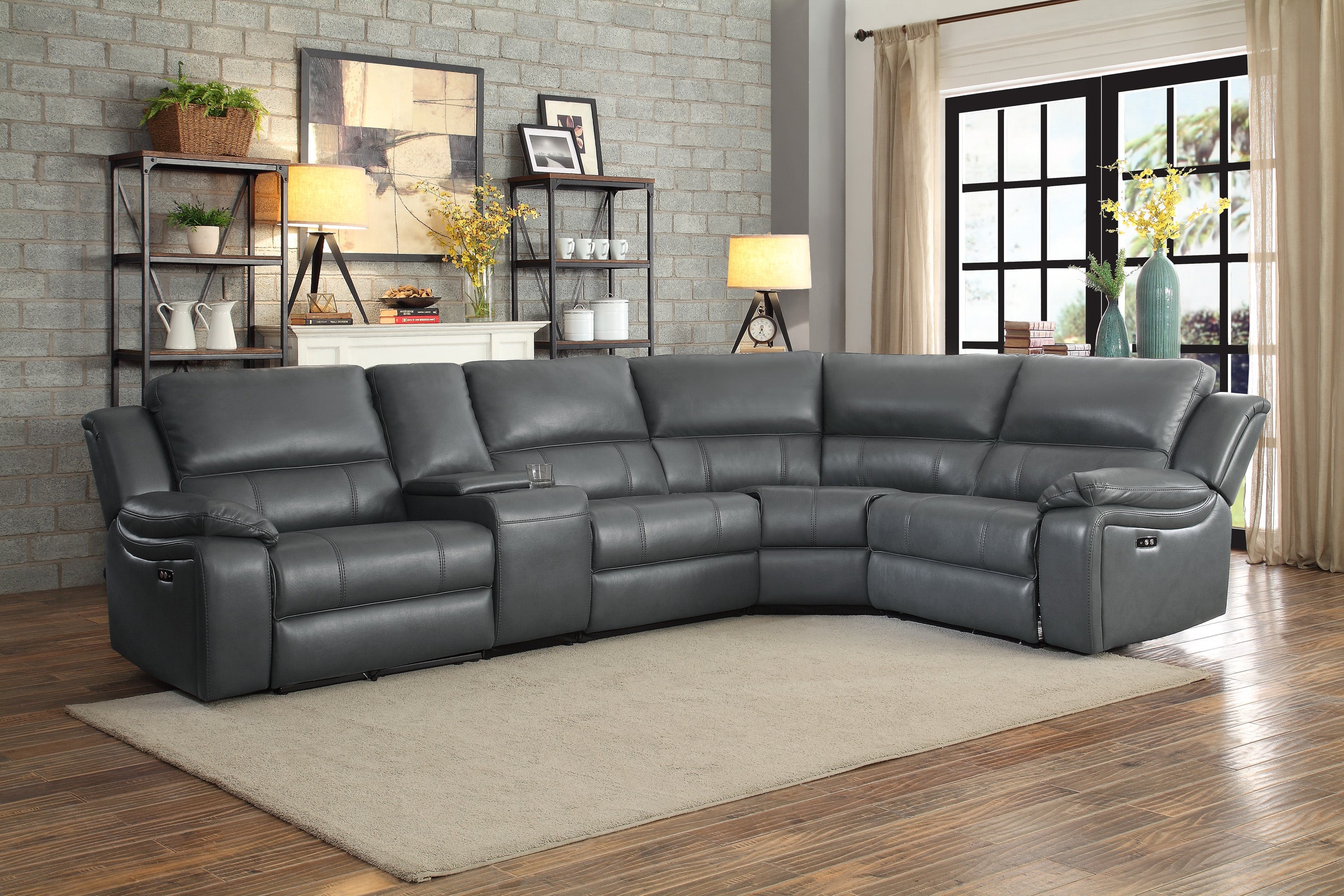 Falun Gray 6-Piece Modular Power Reclining Sectional - 8260GY*6PW - Bien Home Furniture & Electronics