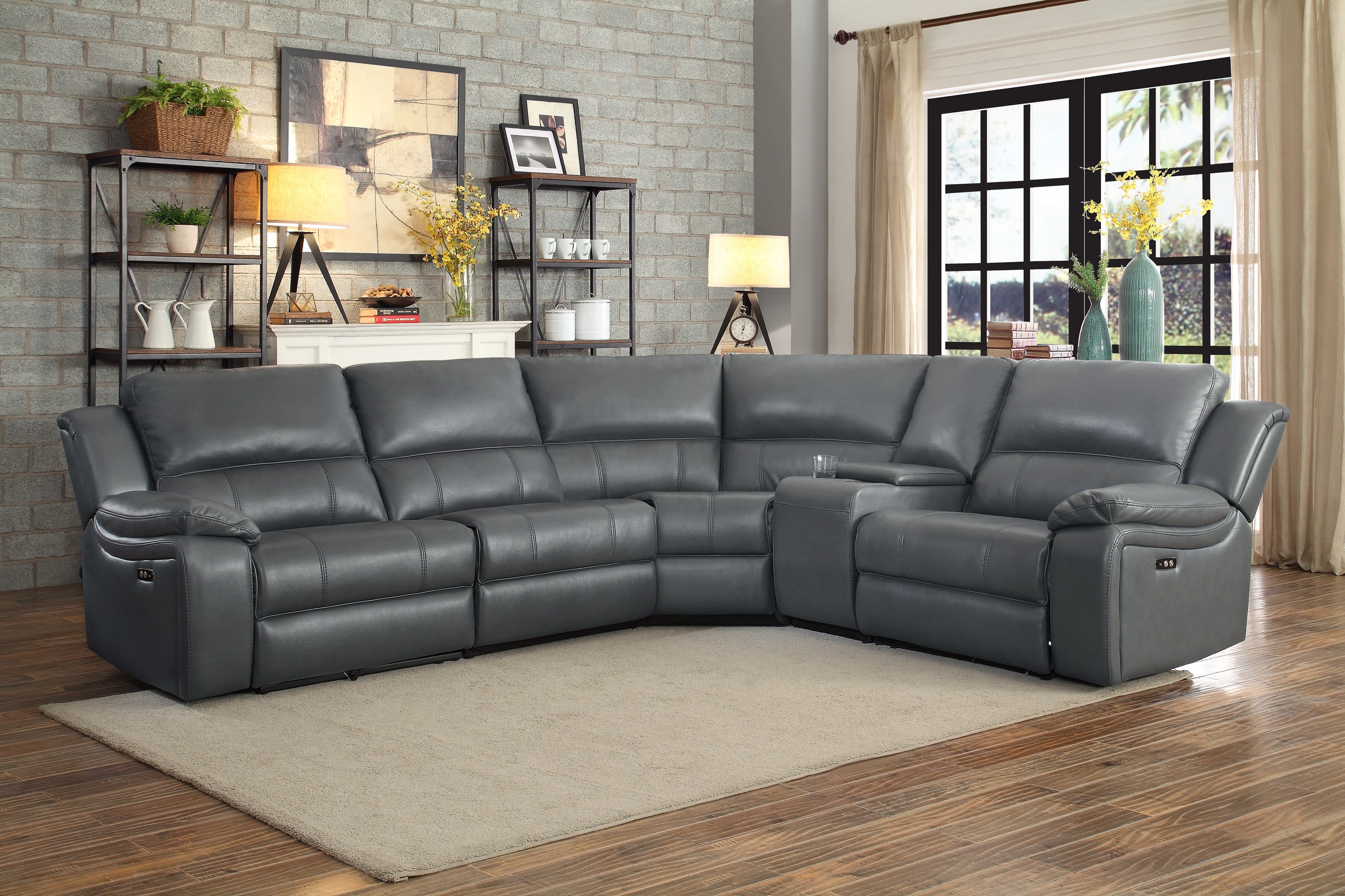 Falun Gray 6-Piece Modular Power Reclining Sectional - 8260GY*6PW - Bien Home Furniture & Electronics