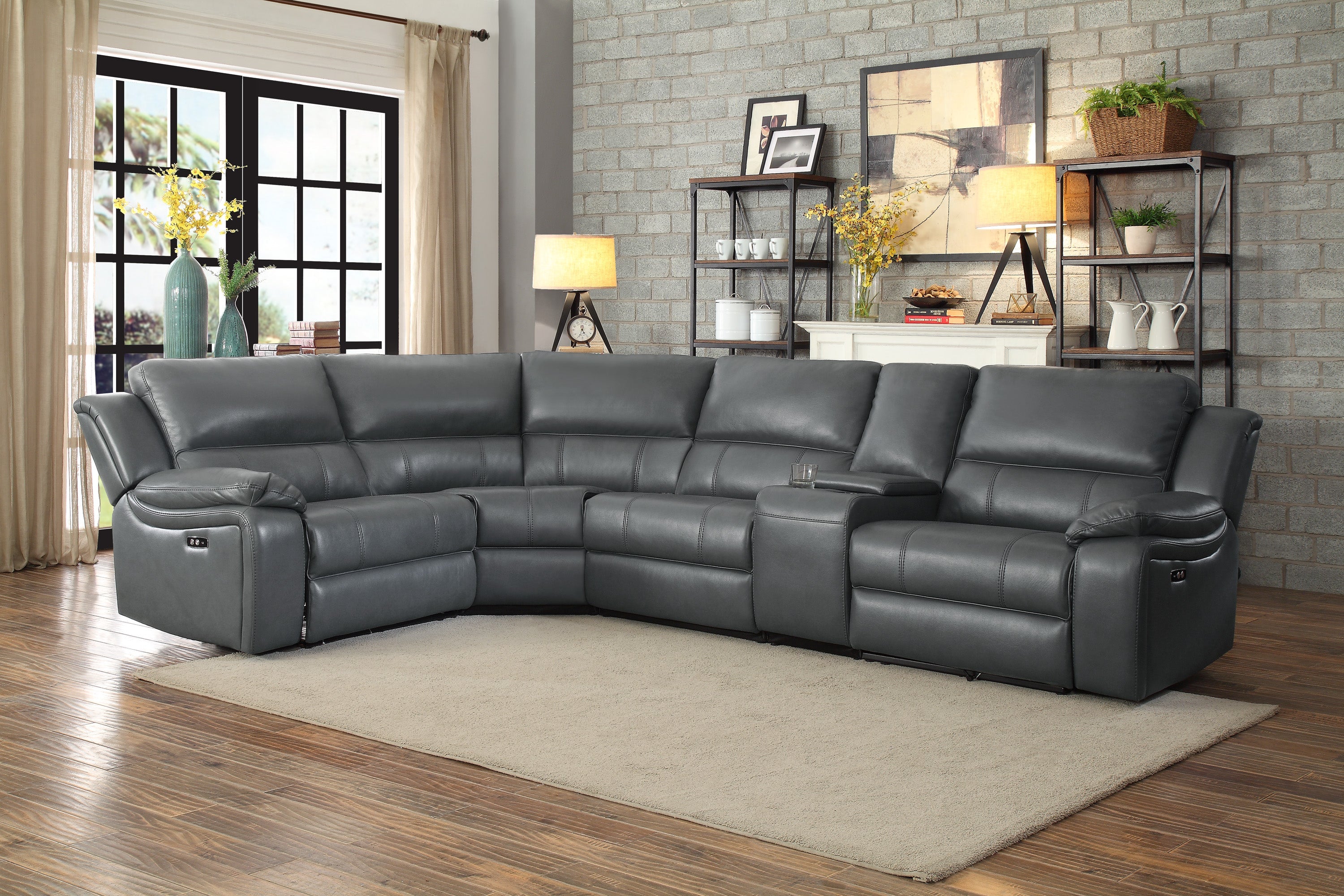 Falun Gray 6-Piece Modular Power Reclining Sectional - 8260GY*6PW - Bien Home Furniture & Electronics