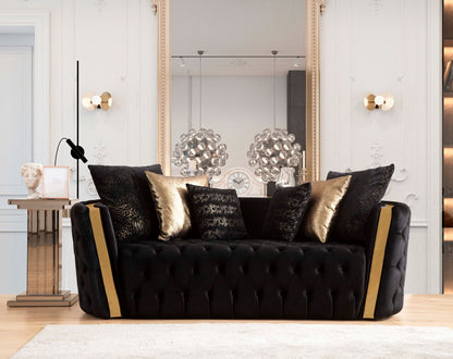 Fanci Black Velvet Living Room Set - FANCIBLACK-SL - Bien Home Furniture &amp; Electronics