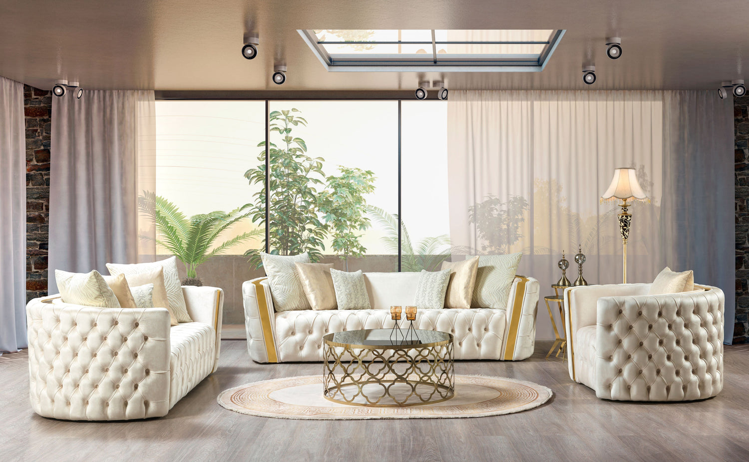 Fanci Ivory Velvet Chair - FANCIIVORY-CH - Bien Home Furniture & Electronics