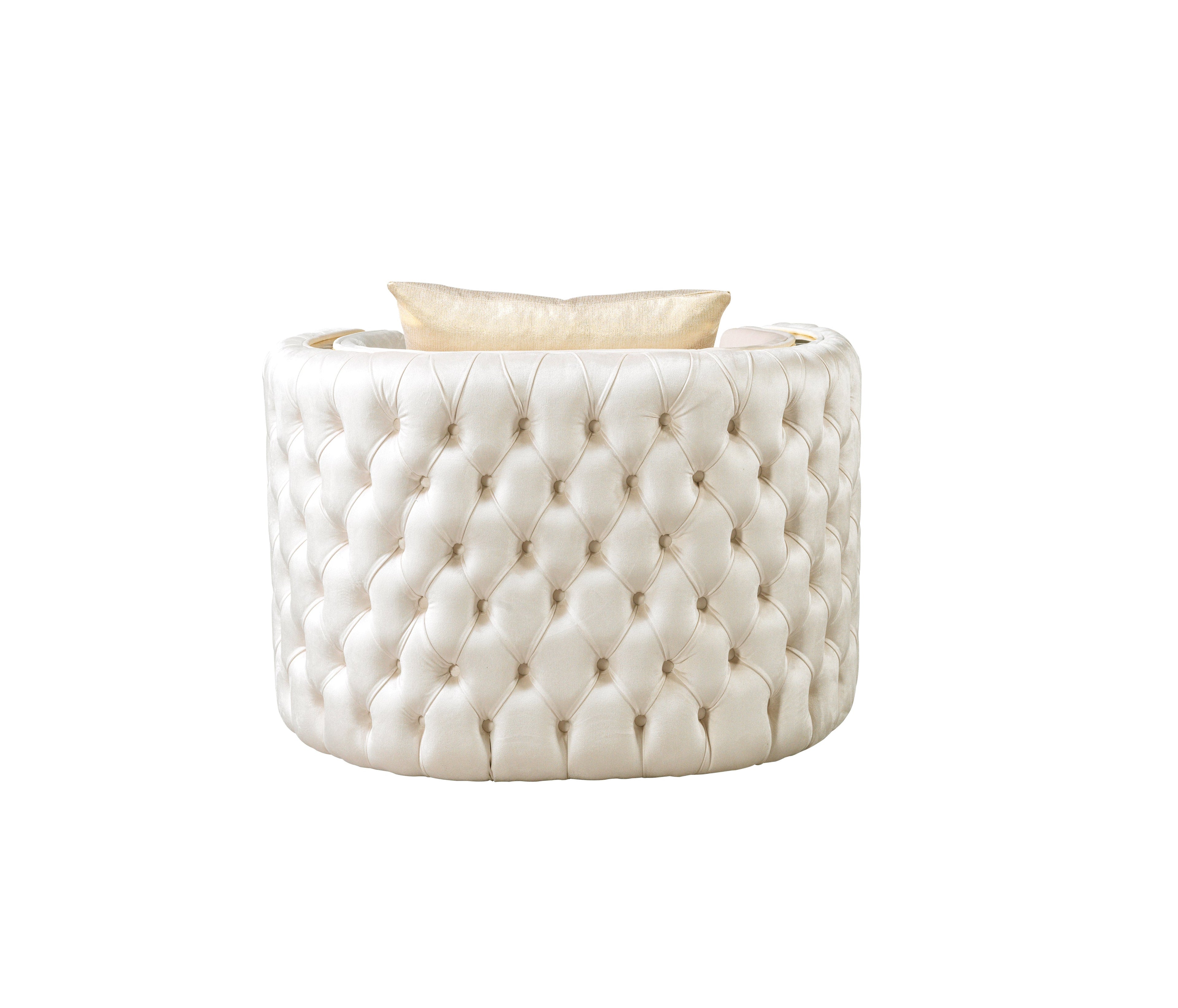 Fanci Ivory Velvet Chair - FANCIIVORY-CH - Bien Home Furniture & Electronics