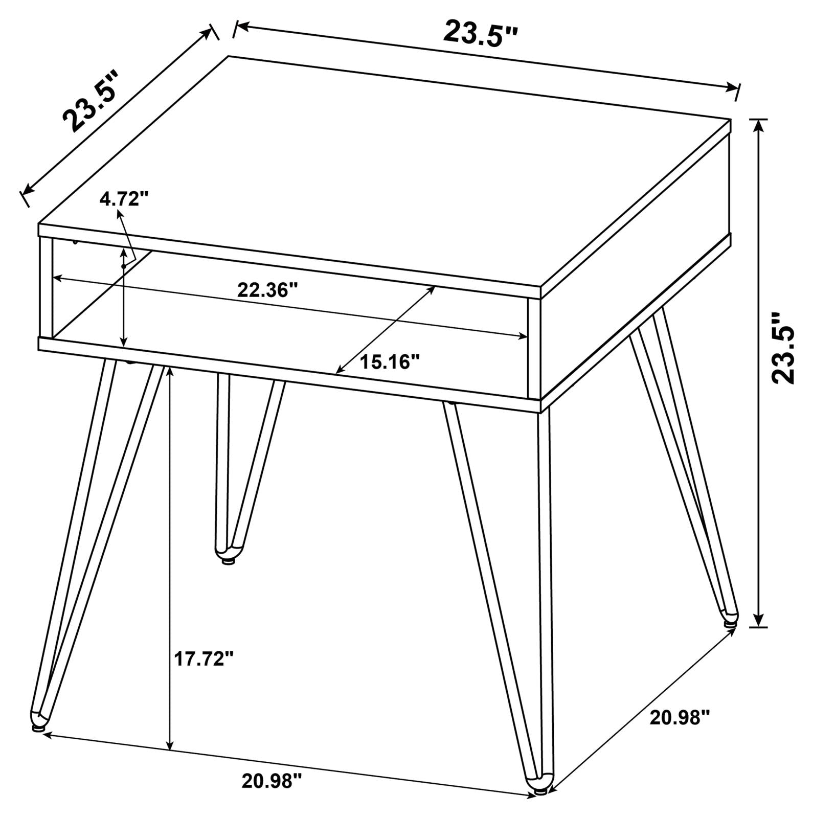 Fanning Square End Table with Open Compartment Golden Oak/Black - 723367 - Bien Home Furniture & Electronics