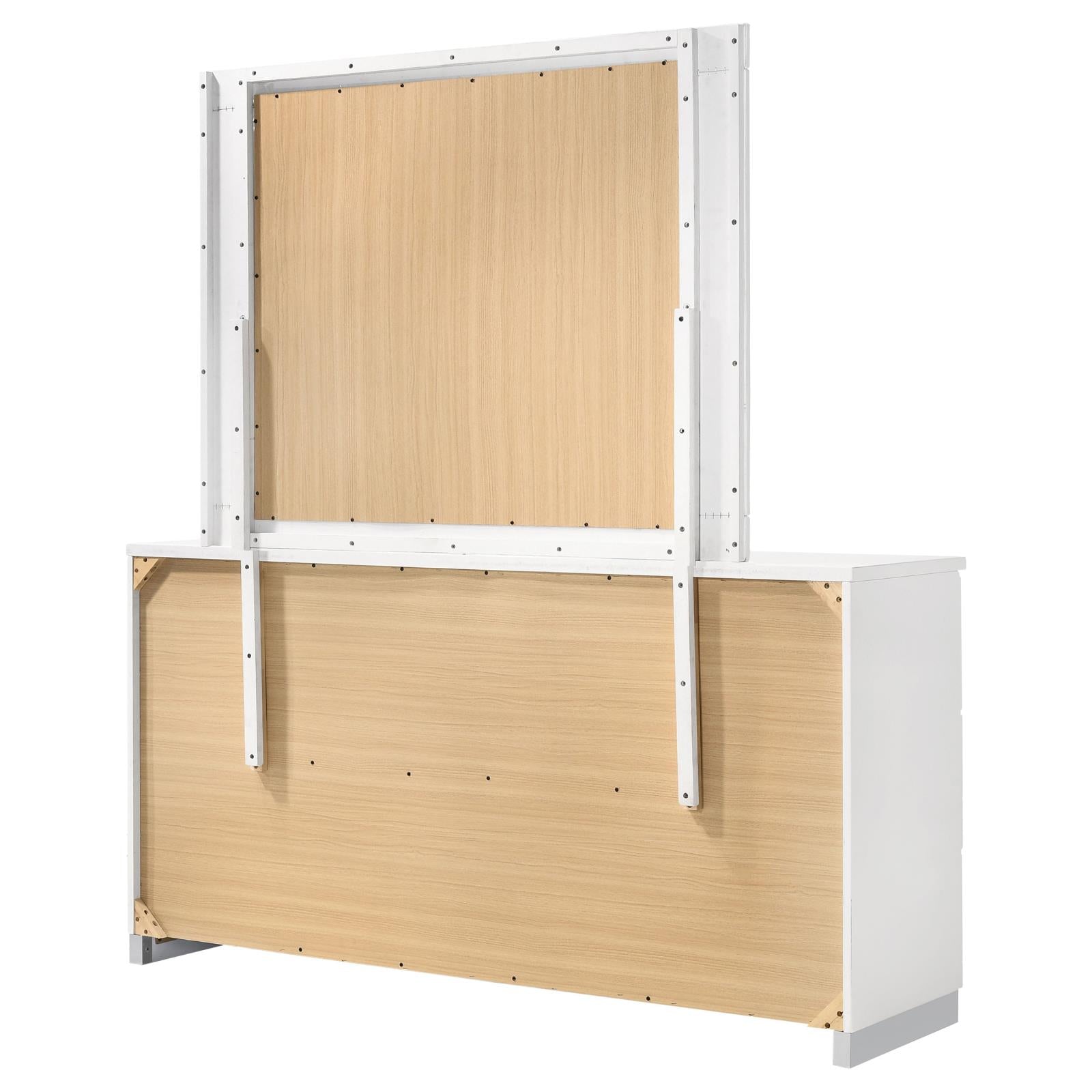 Felicity 6-drawer Dresser with Mirror Glossy White - 203503M - Bien Home Furniture & Electronics