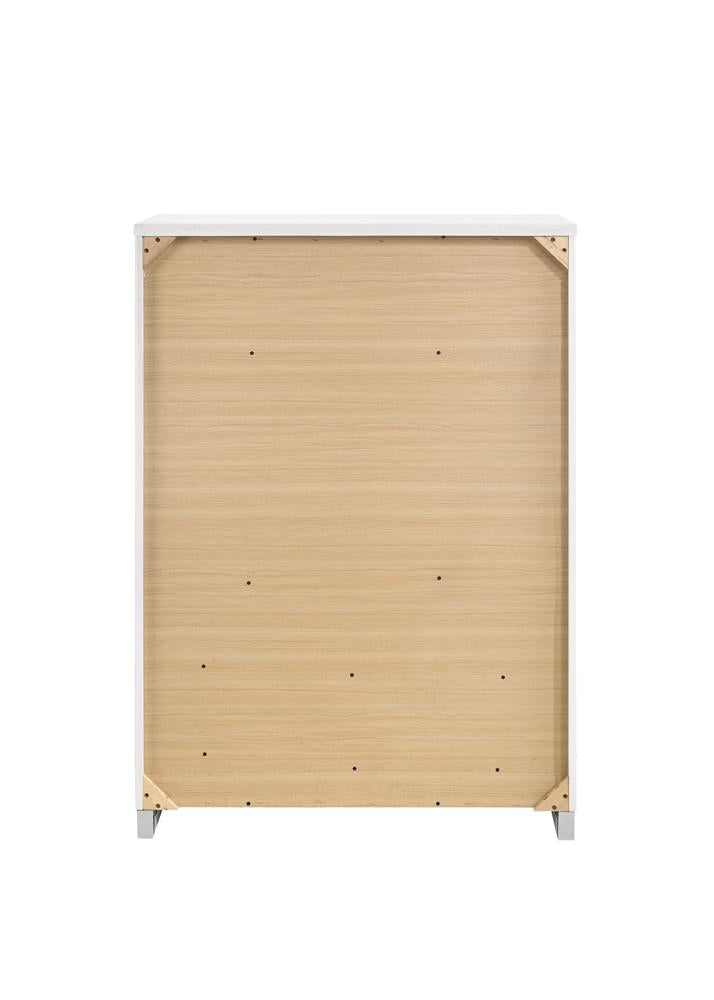 Felicity Glossy White 5-Drawer Chest - 203505 - Bien Home Furniture & Electronics