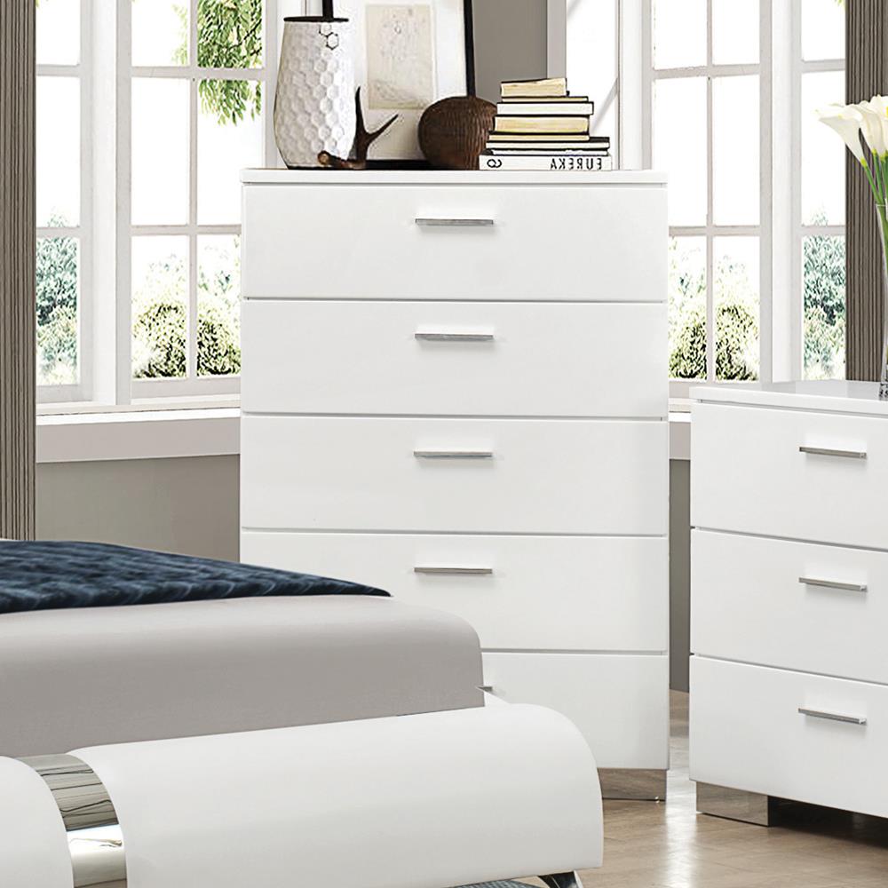 Felicity Glossy White 5-Drawer Chest - 203505 - Bien Home Furniture & Electronics