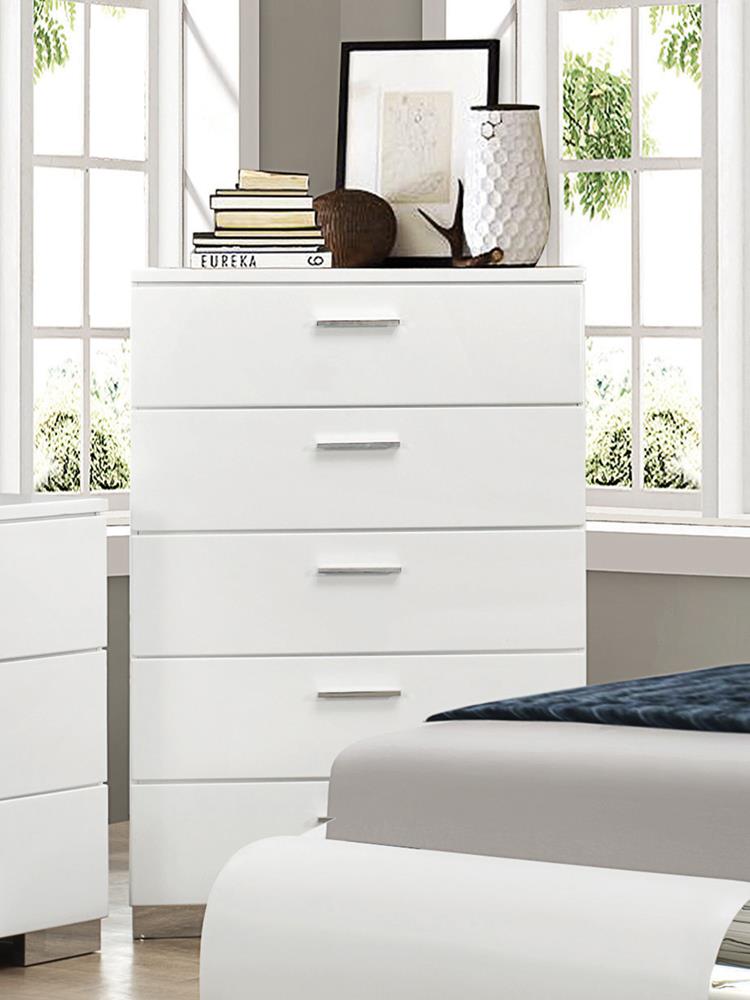 Felicity Glossy White 5-Drawer Chest - 203505 - Bien Home Furniture & Electronics