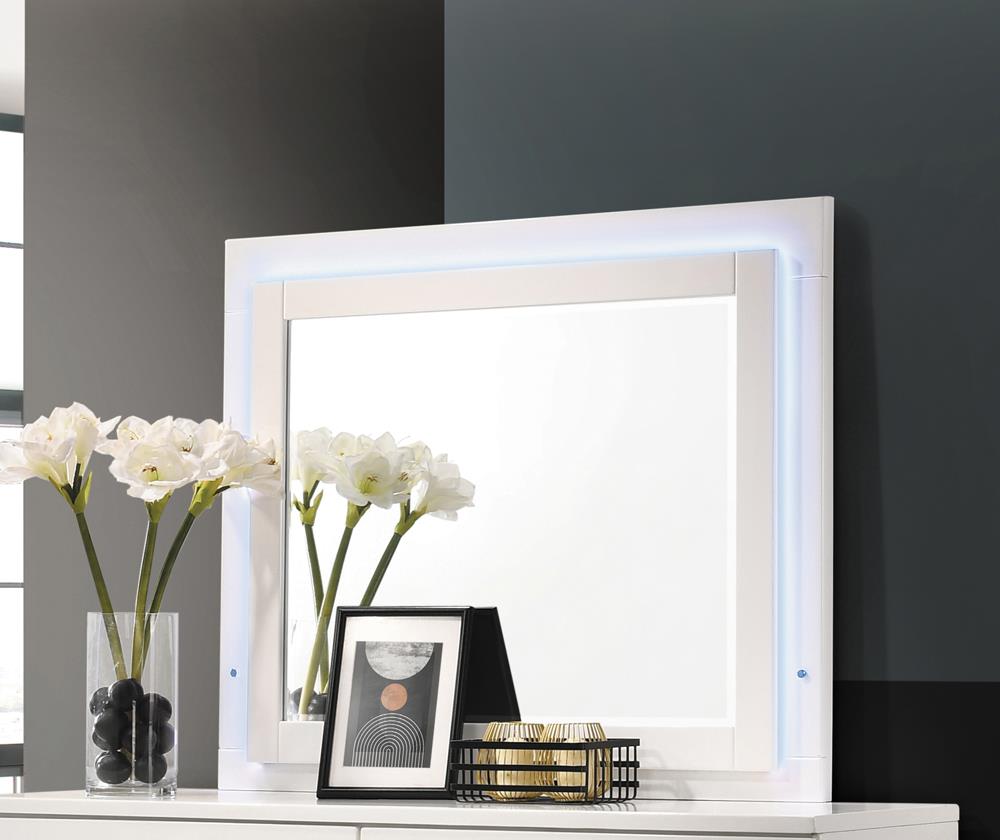Felicity Glossy White LED Light Mirror - 203504LED - Bien Home Furniture & Electronics