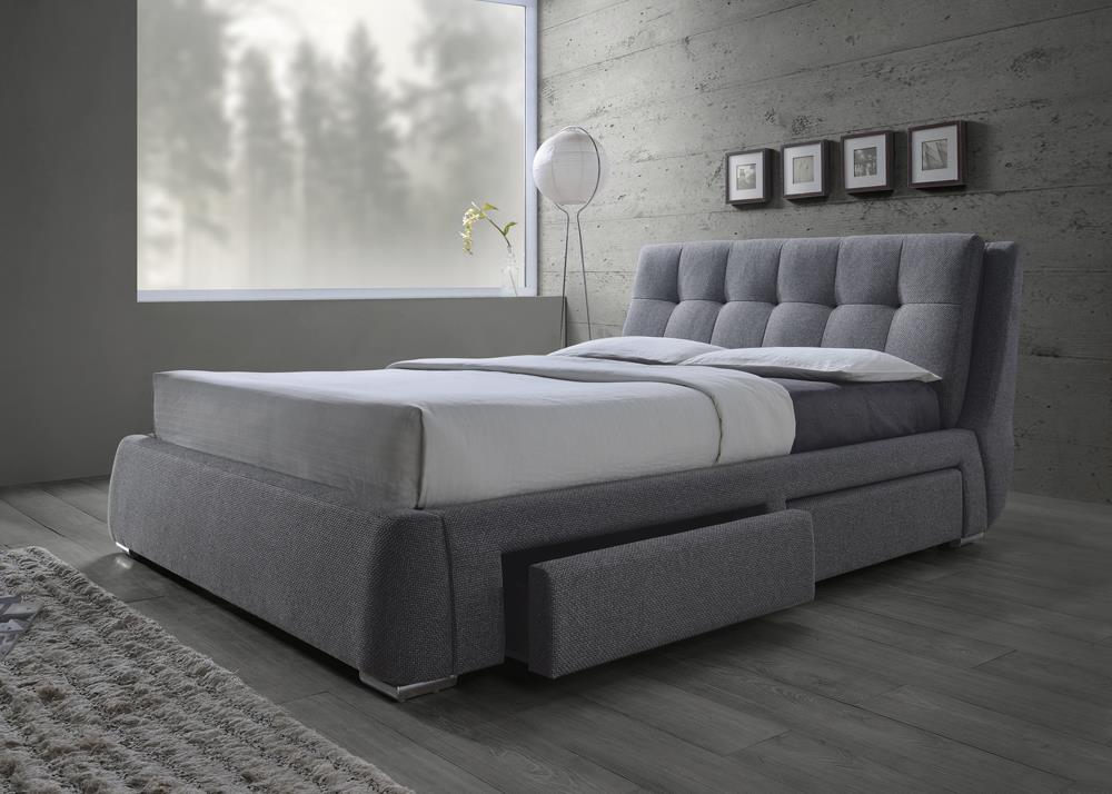 Fenbrook California King Tufted Upholstered Storage Bed Gray - 300523KW - Bien Home Furniture &amp; Electronics