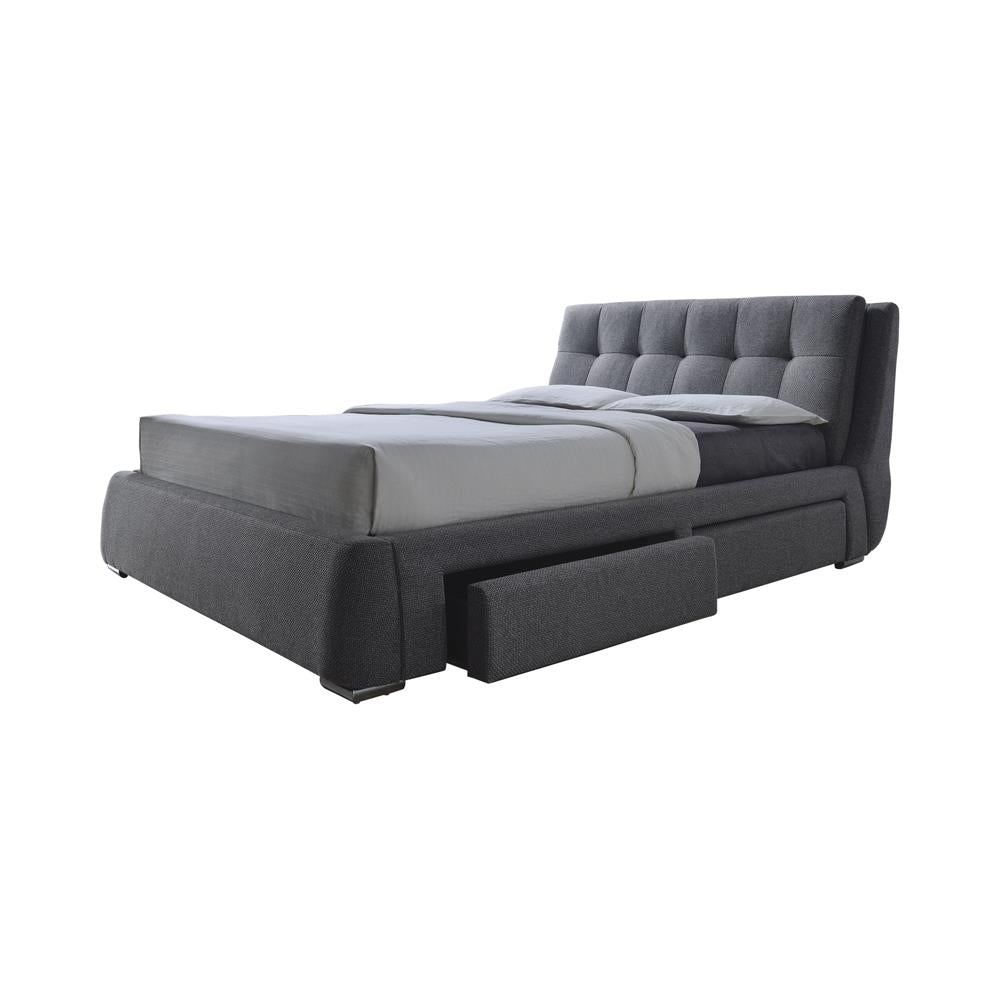 Fenbrook Eastern King Tufted Upholstered Storage Bed Gray - 300523KE - Bien Home Furniture &amp; Electronics