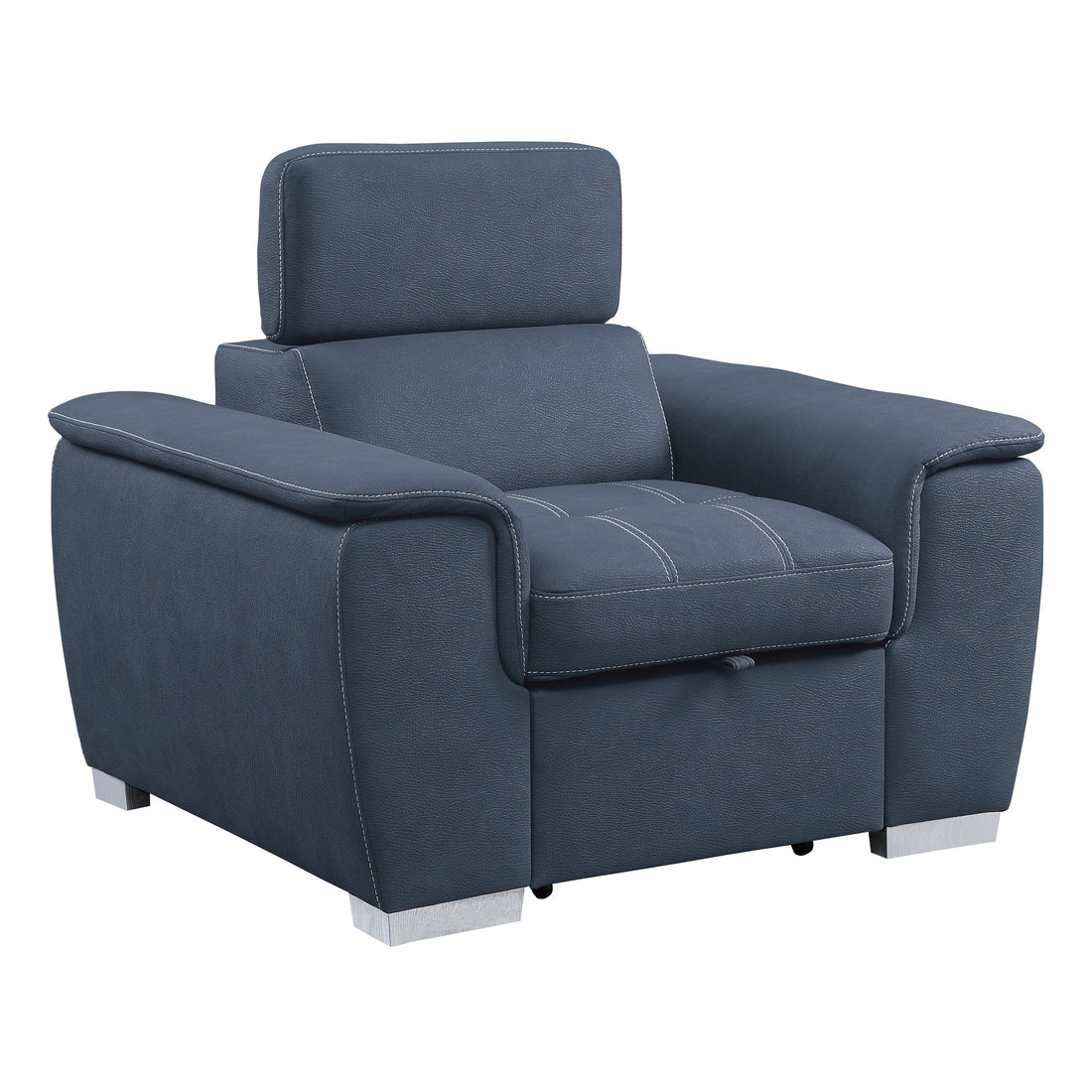 Ferriday Blue Chair with Pull-out Ottoman - 8228BU-1 - Bien Home Furniture &amp; Electronics