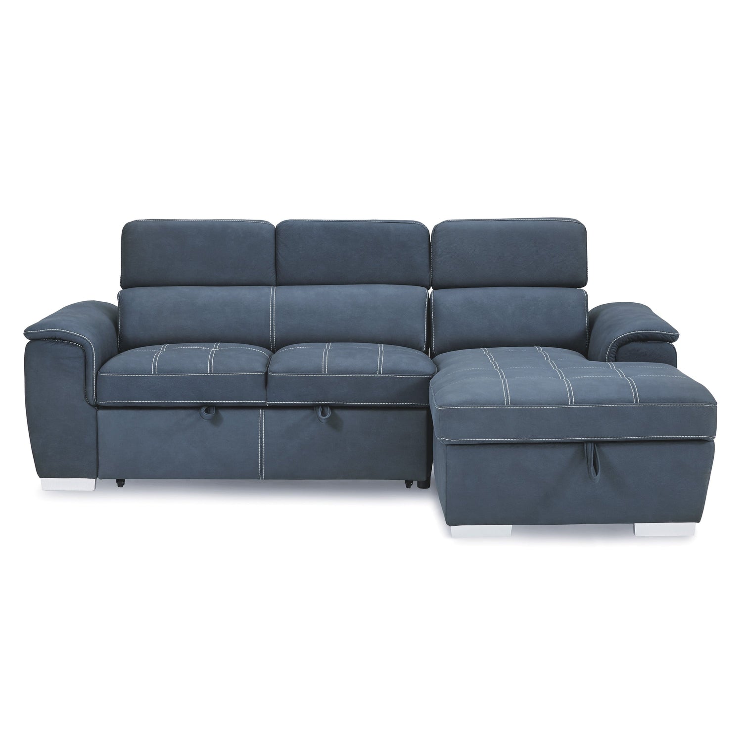 Ferriday Blue Storage Sleeper Sofa Chaise - SET | 8228BU-L | 8228BU-R - Bien Home Furniture & Electronics