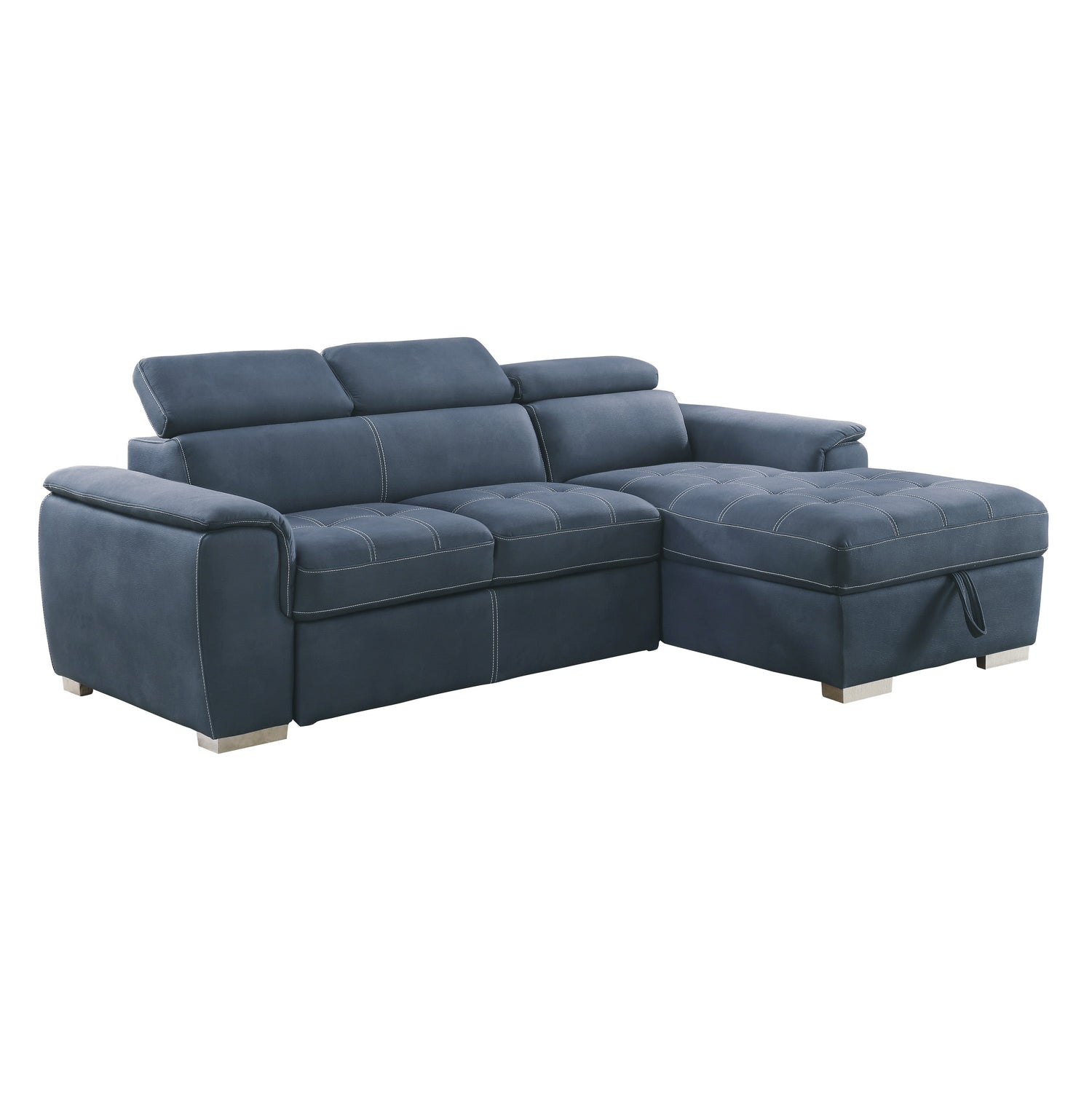 Ferriday Blue Storage Sleeper Sofa Chaise - SET | 8228BU-L | 8228BU-R - Bien Home Furniture & Electronics