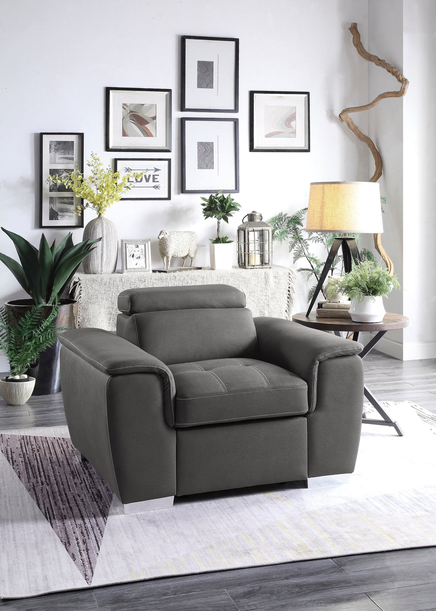 Ferriday Gray Chair with Pull-out Ottoman - 8228GY-1 - Bien Home Furniture & Electronics