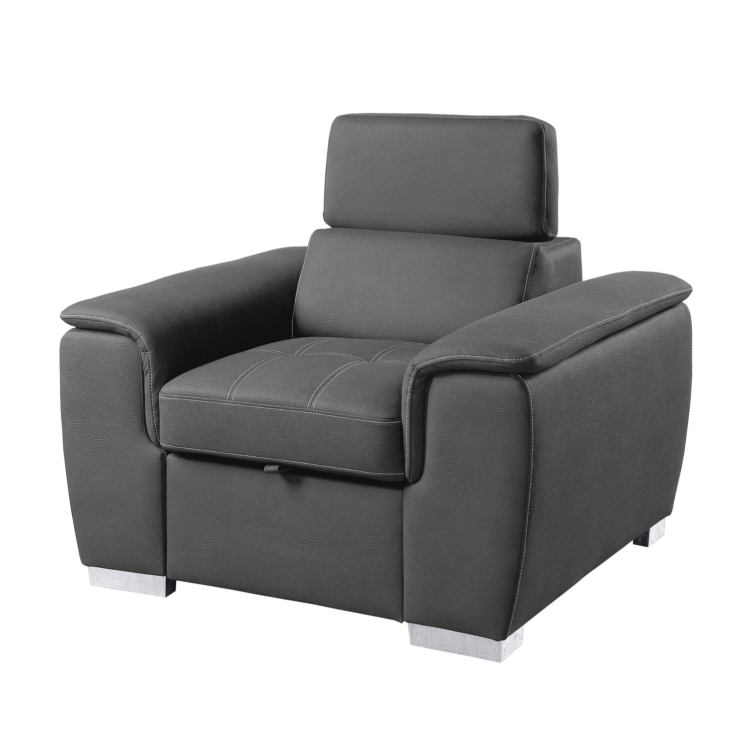Ferriday Gray Chair with Pull-out Ottoman - 8228GY-1 - Bien Home Furniture & Electronics