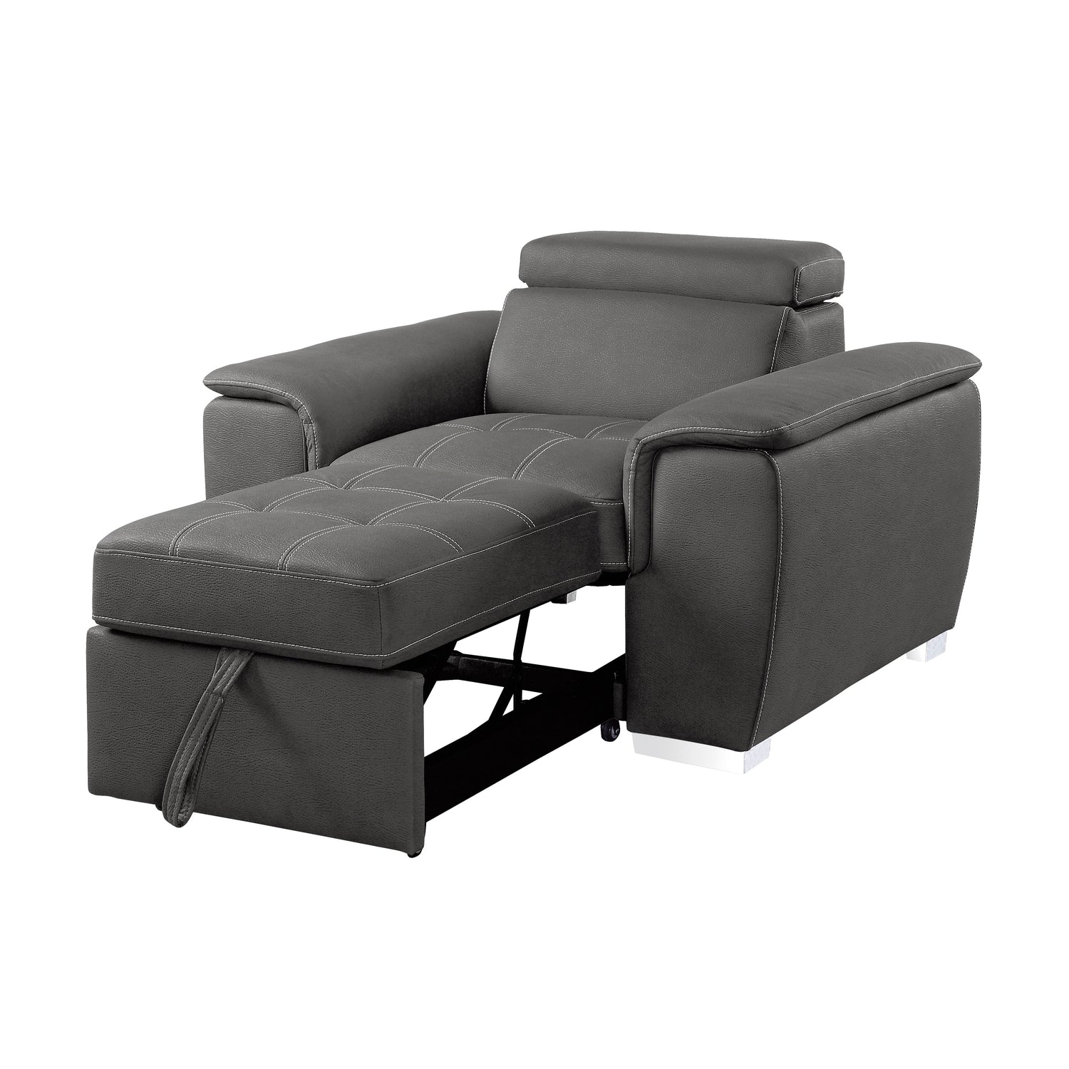 Ferriday Gray Chair with Pull-out Ottoman - 8228GY-1 - Bien Home Furniture & Electronics