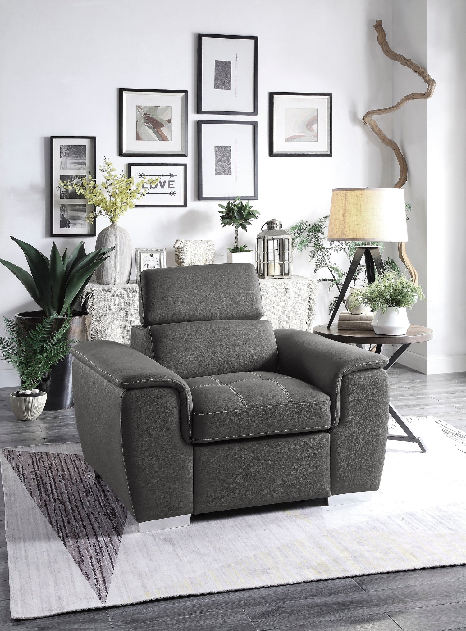 Ferriday Gray Chair with Pull-out Ottoman - 8228GY-1 - Bien Home Furniture & Electronics