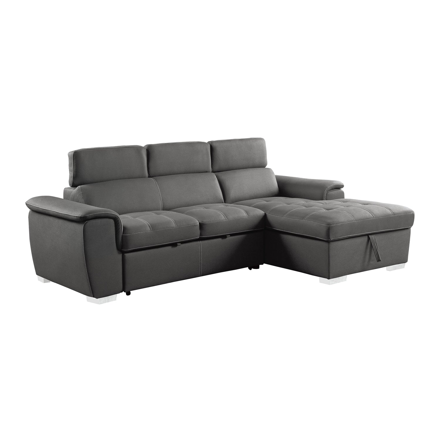 Ferriday Gray Storage Sleeper Sofa Chaise - 8228GY* - Bien Home Furniture & Electronics