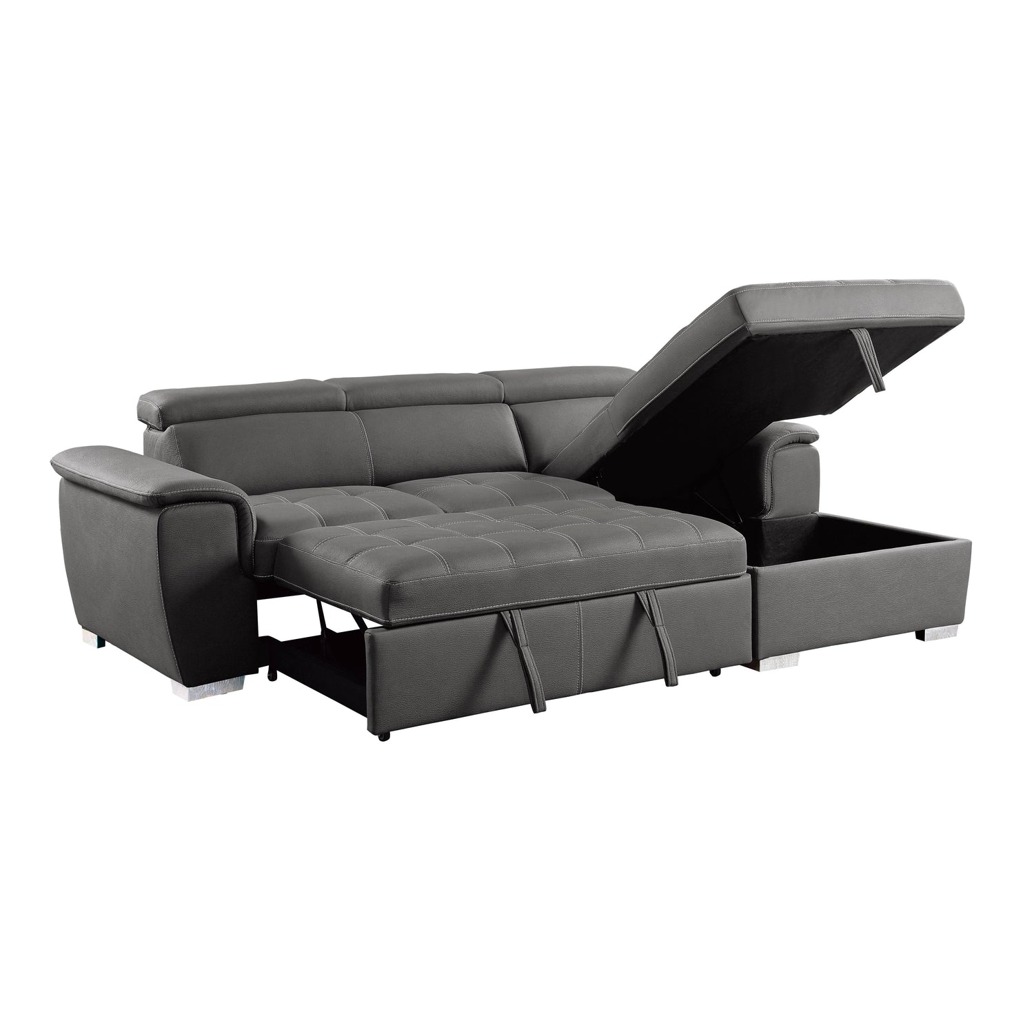 Ferriday Gray Storage Sleeper Sofa Chaise - 8228GY* - Bien Home Furniture & Electronics