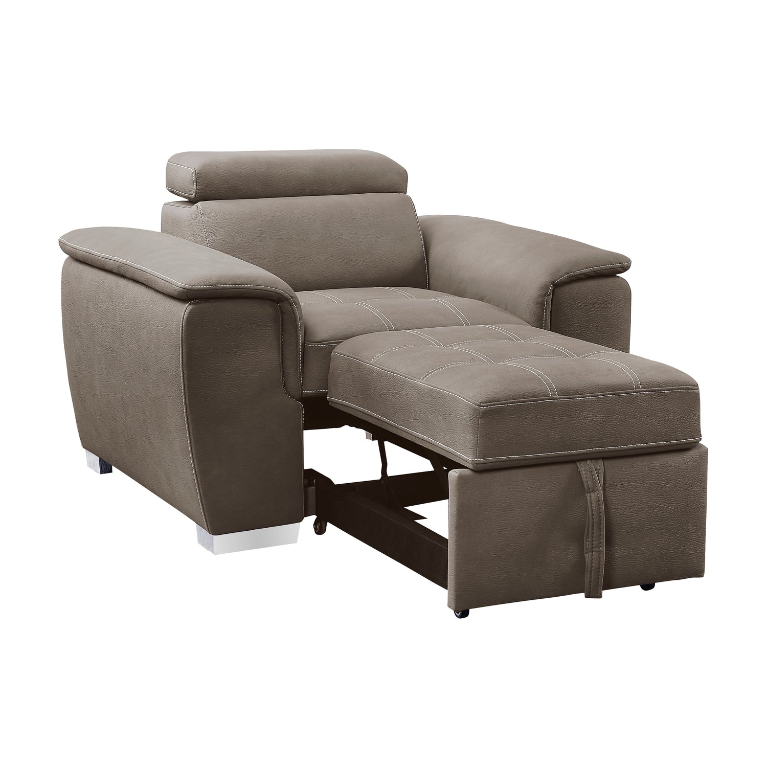 Ferriday Taupe Chair with Pull-out Ottoman - 8228TP-1 - Bien Home Furniture & Electronics